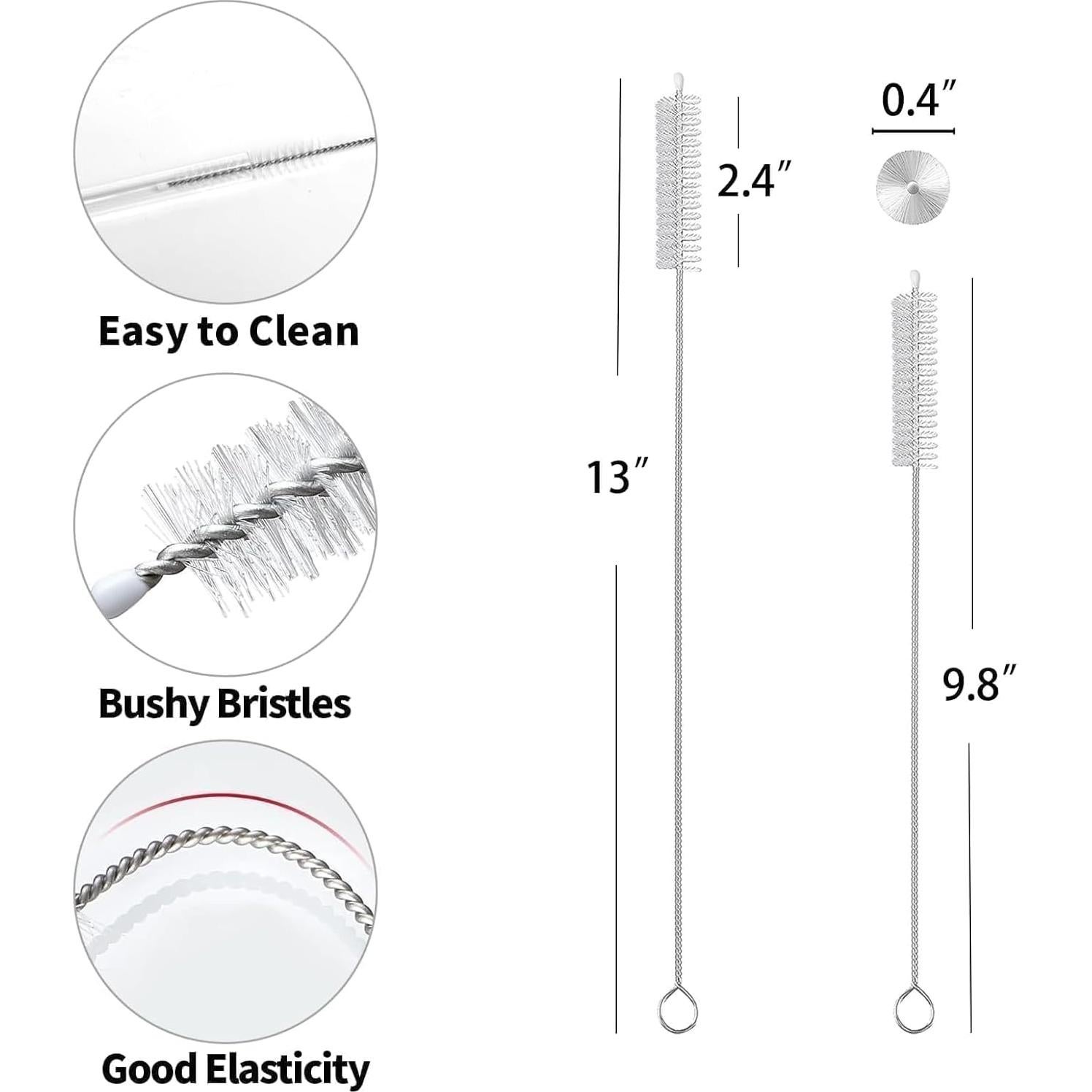 2 Pack(9.8"+13") Straw Cleaner Brush, Cleaning Brush for Straws on Tumbler, Water Bottle, Sippy Cup and Pipesl, for Stanley Cup Accessories