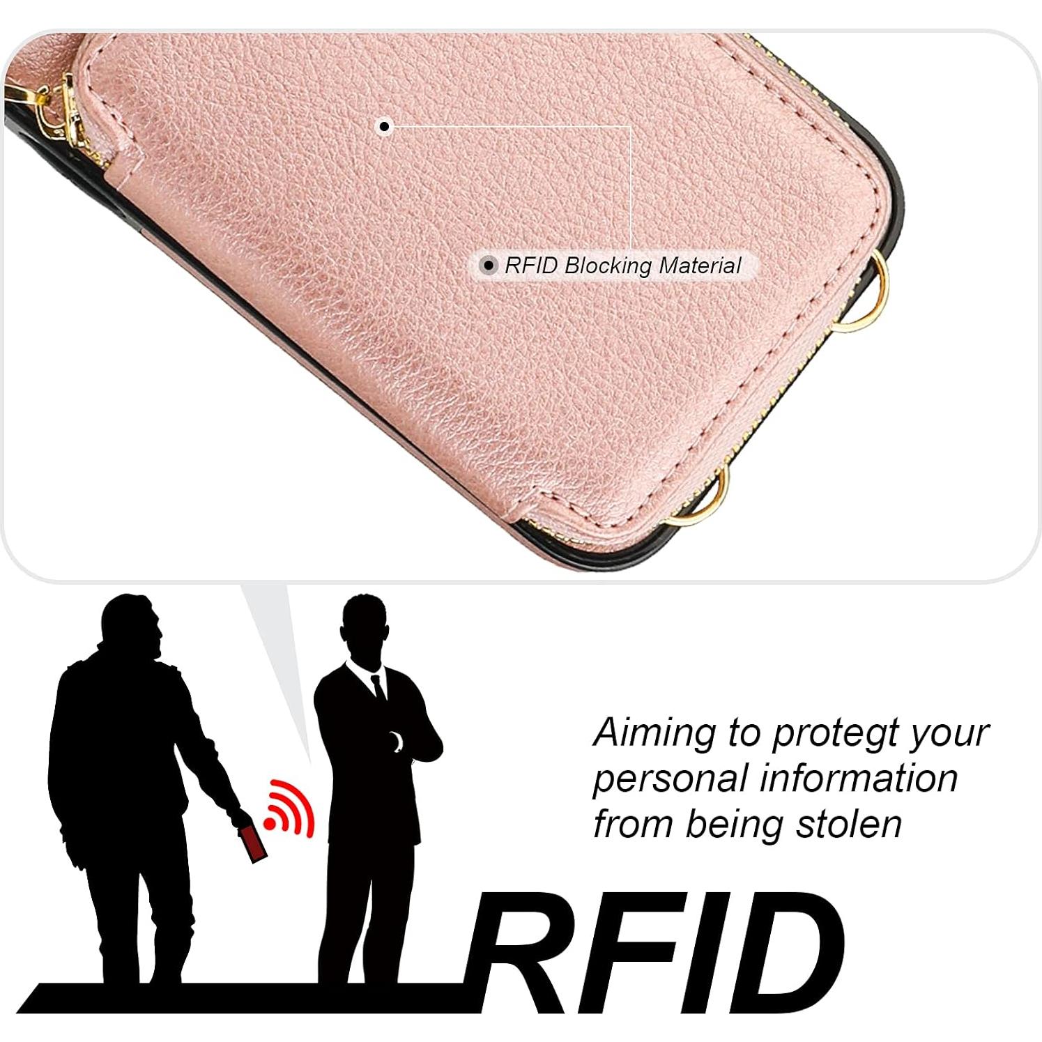 Bocasal Cartera RFID para iPhone 16 Pro Max 6.9" Dorado Rosa