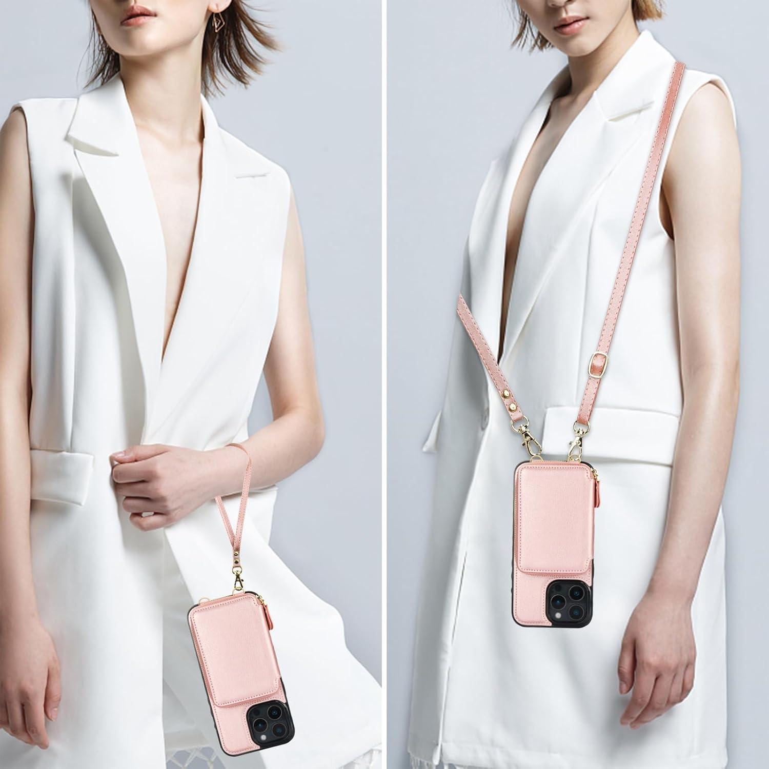 Bocasal Cartera RFID para iPhone 16 Pro Max 6.9" Dorado Rosa