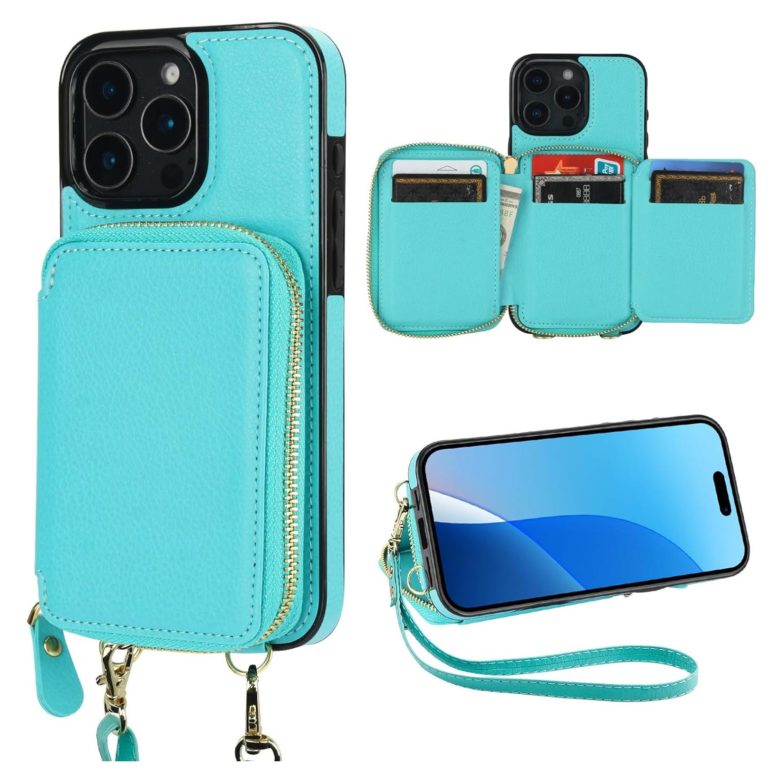 Bocasal Cartera RFID para iPhone 16 Pro Max Verde Menta