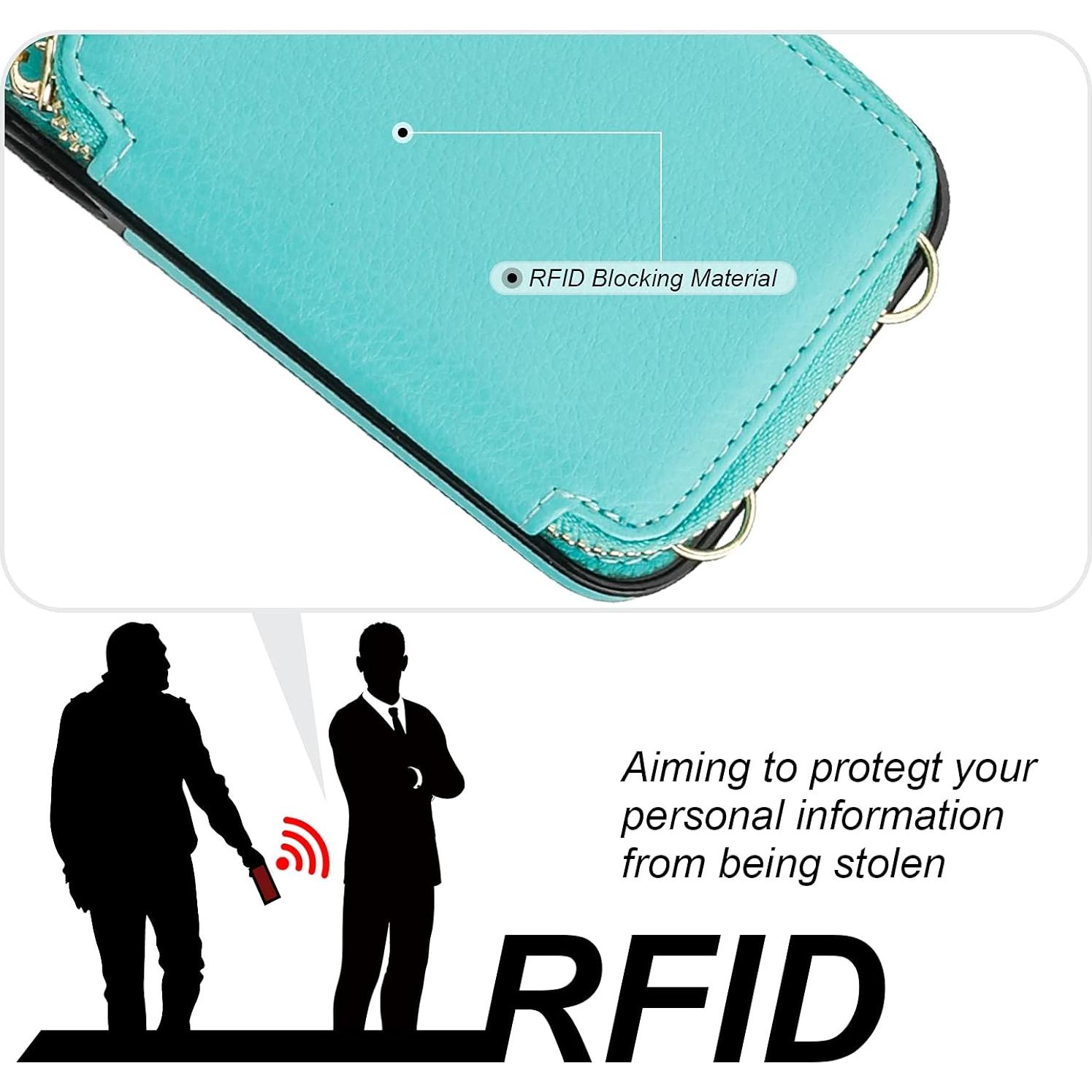 Bocasal Cartera RFID para iPhone 16 Pro Max Verde Menta