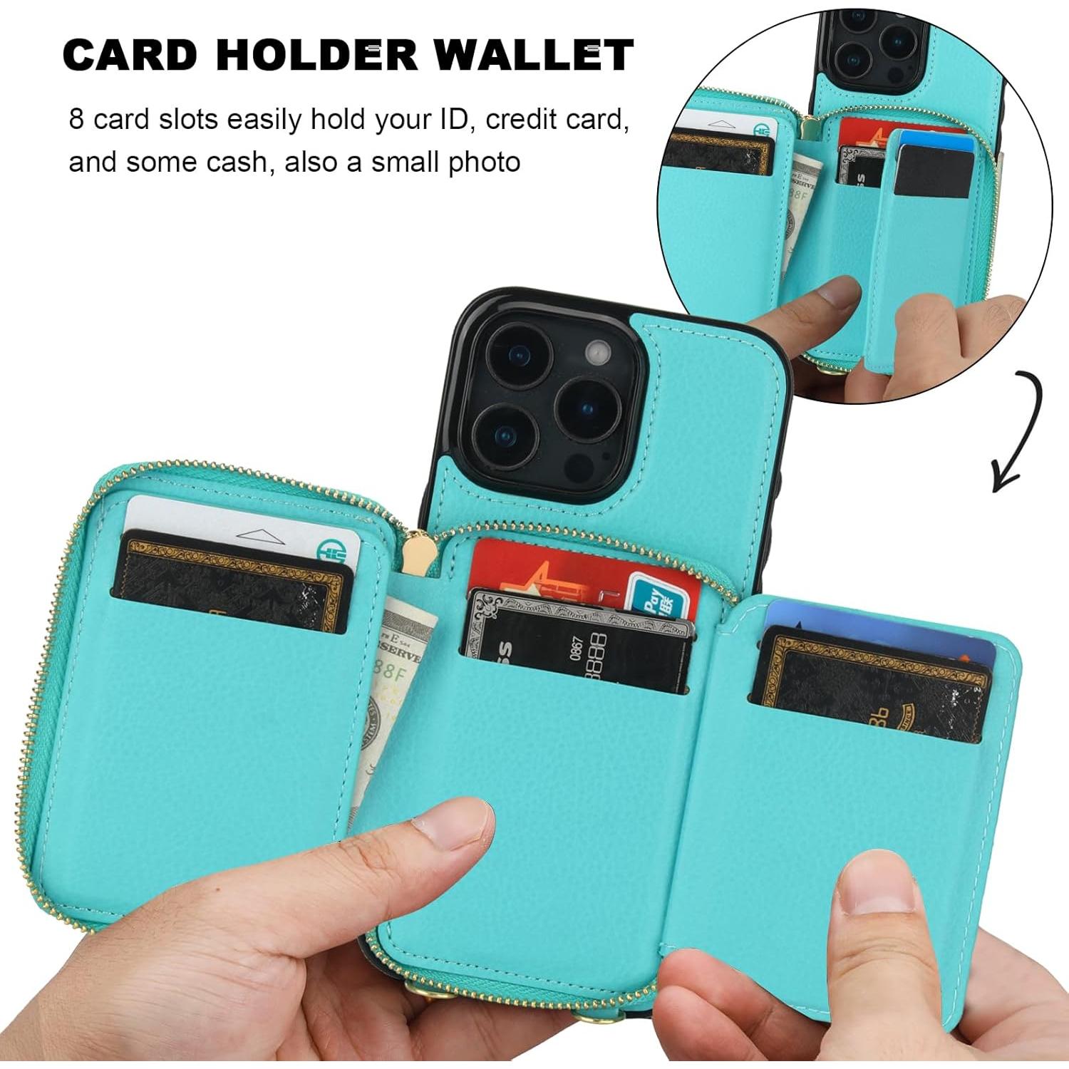 Bocasal Cartera RFID para iPhone 16 Pro Max Verde Menta