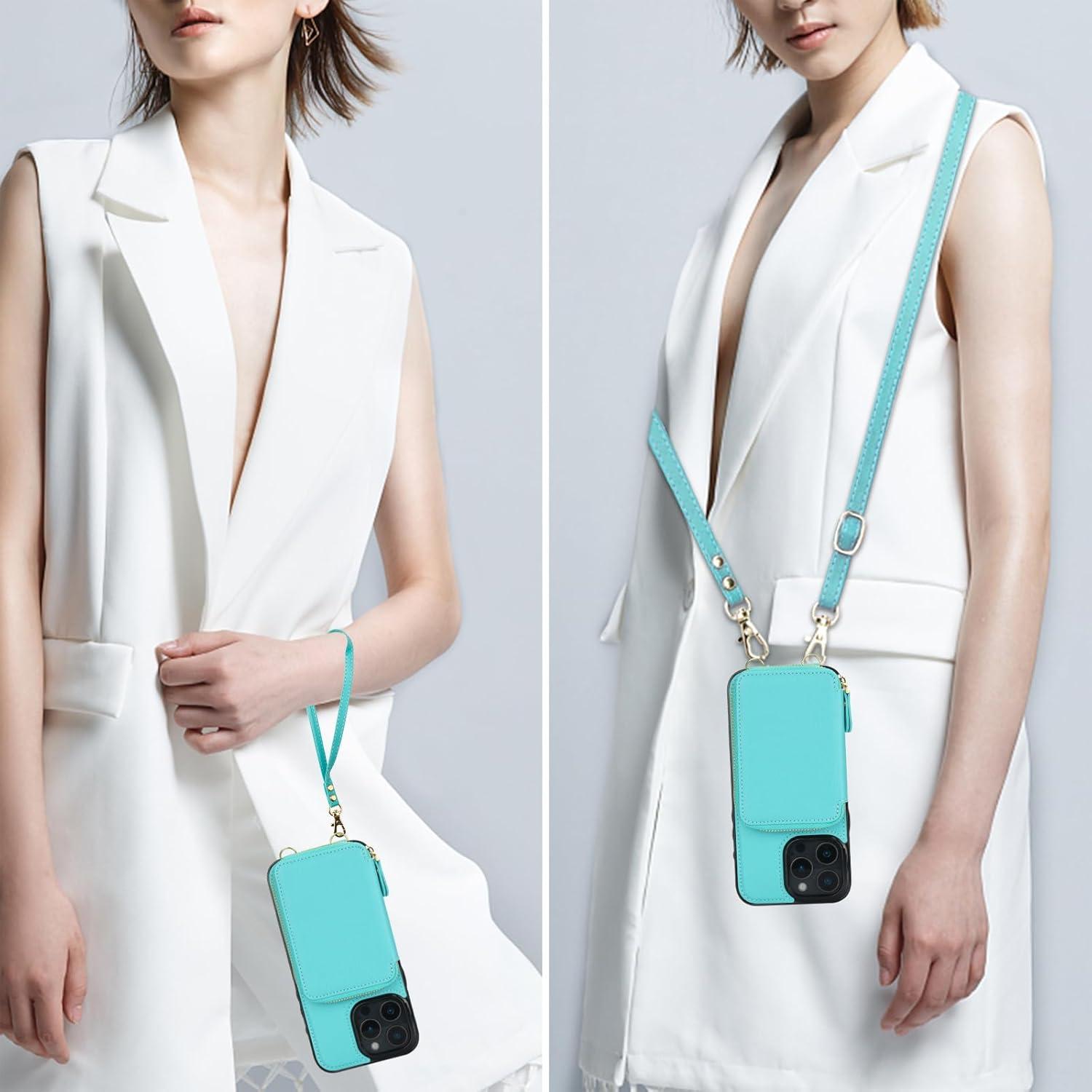 Bocasal Cartera RFID para iPhone 16 Pro Max Verde Menta