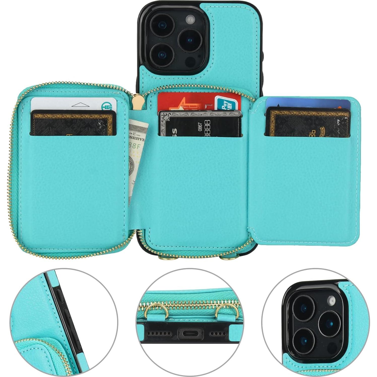 Bocasal Cartera RFID para iPhone 16 Pro Max Verde Menta