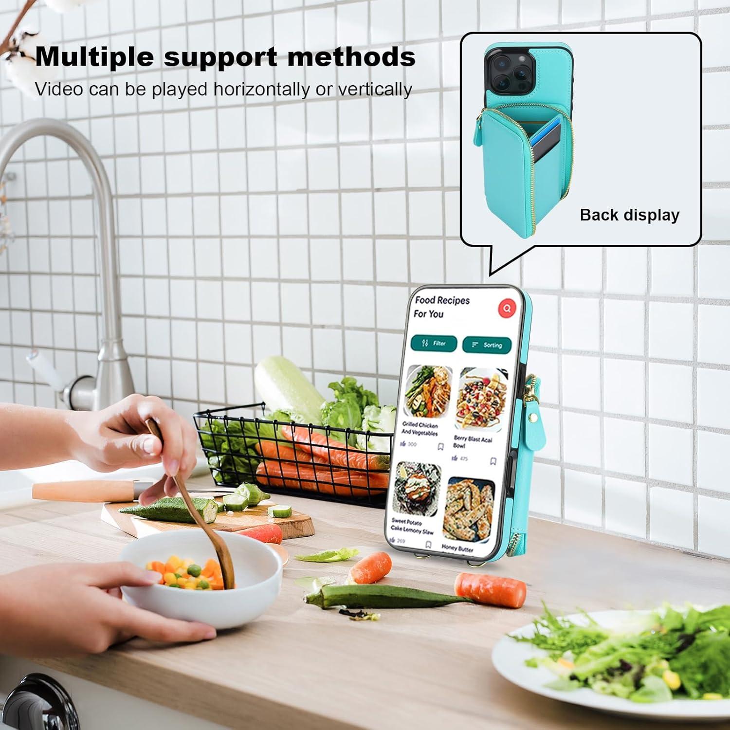 Bocasal Cartera RFID para iPhone 16 Pro Max Verde Menta