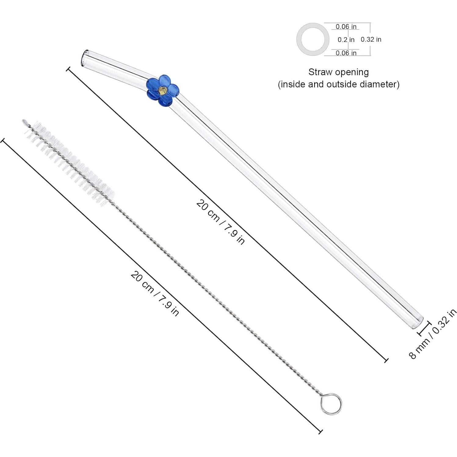 Pajitas de Vidrio Reutilizables DUMING-IN 20CM 6 Pcs con Cepillos