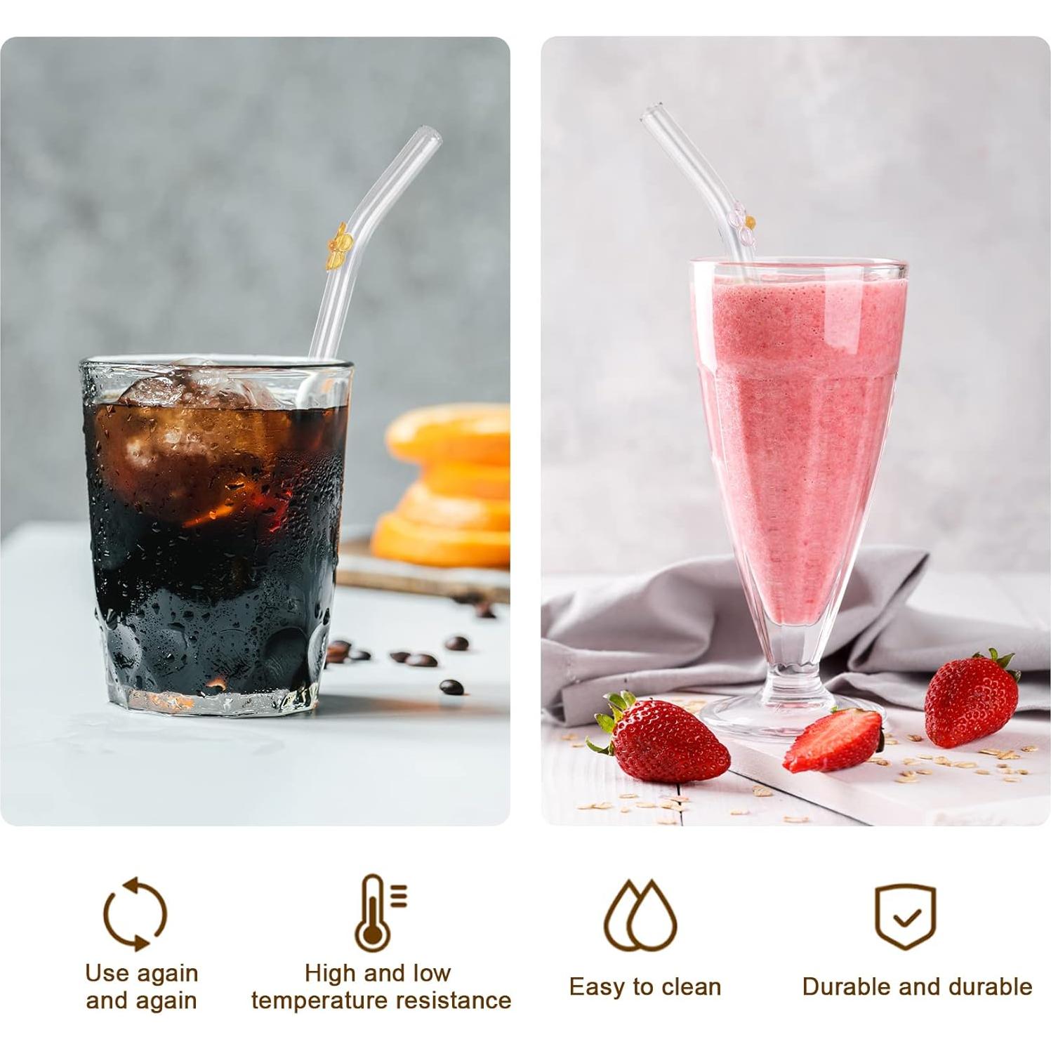 Pajitas de Vidrio Reutilizables DUMING-IN 20CM 6 Pcs con Cepillos