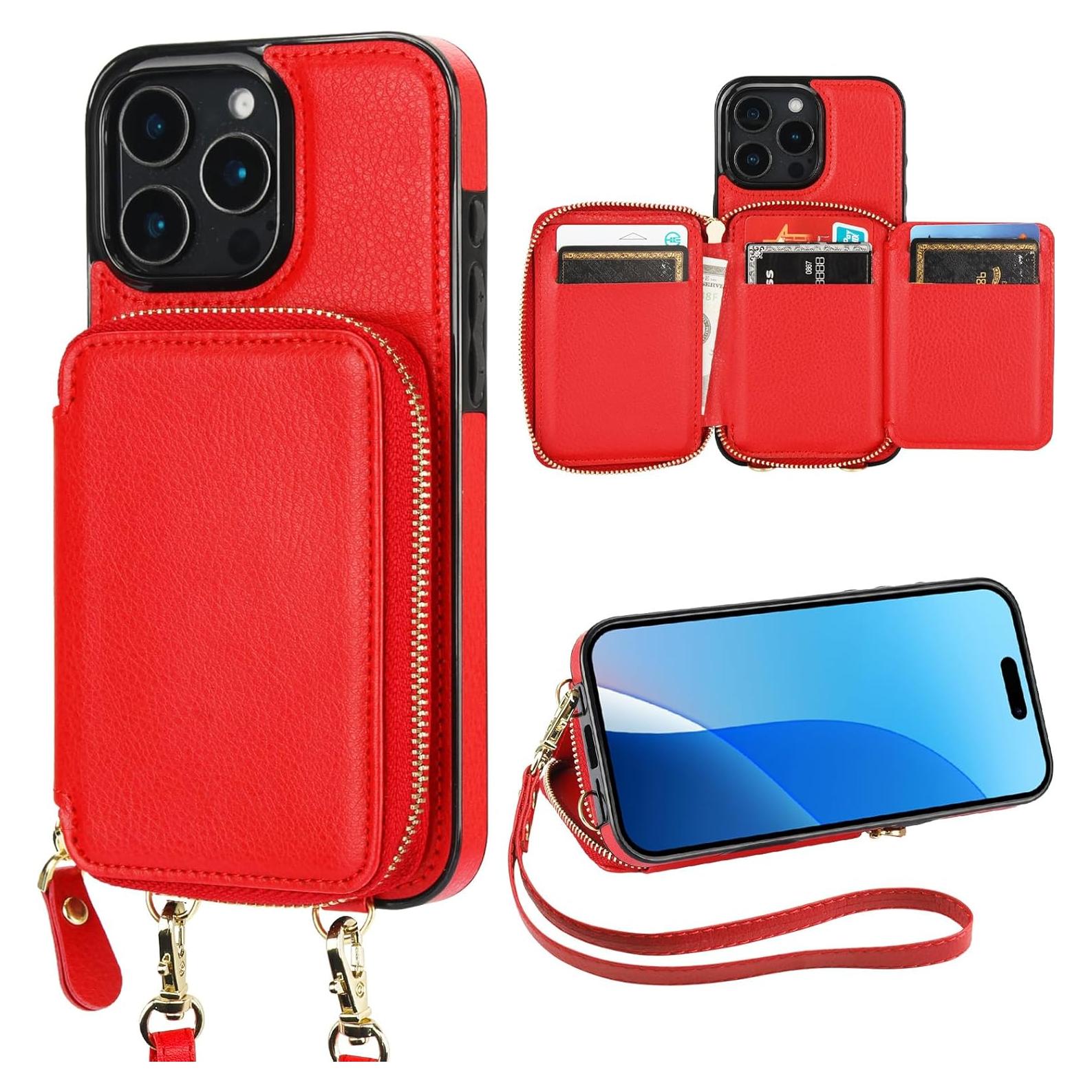 Cartera Bocasal con Bloqueo RFID para iPhone 16 Pro Max Rojo