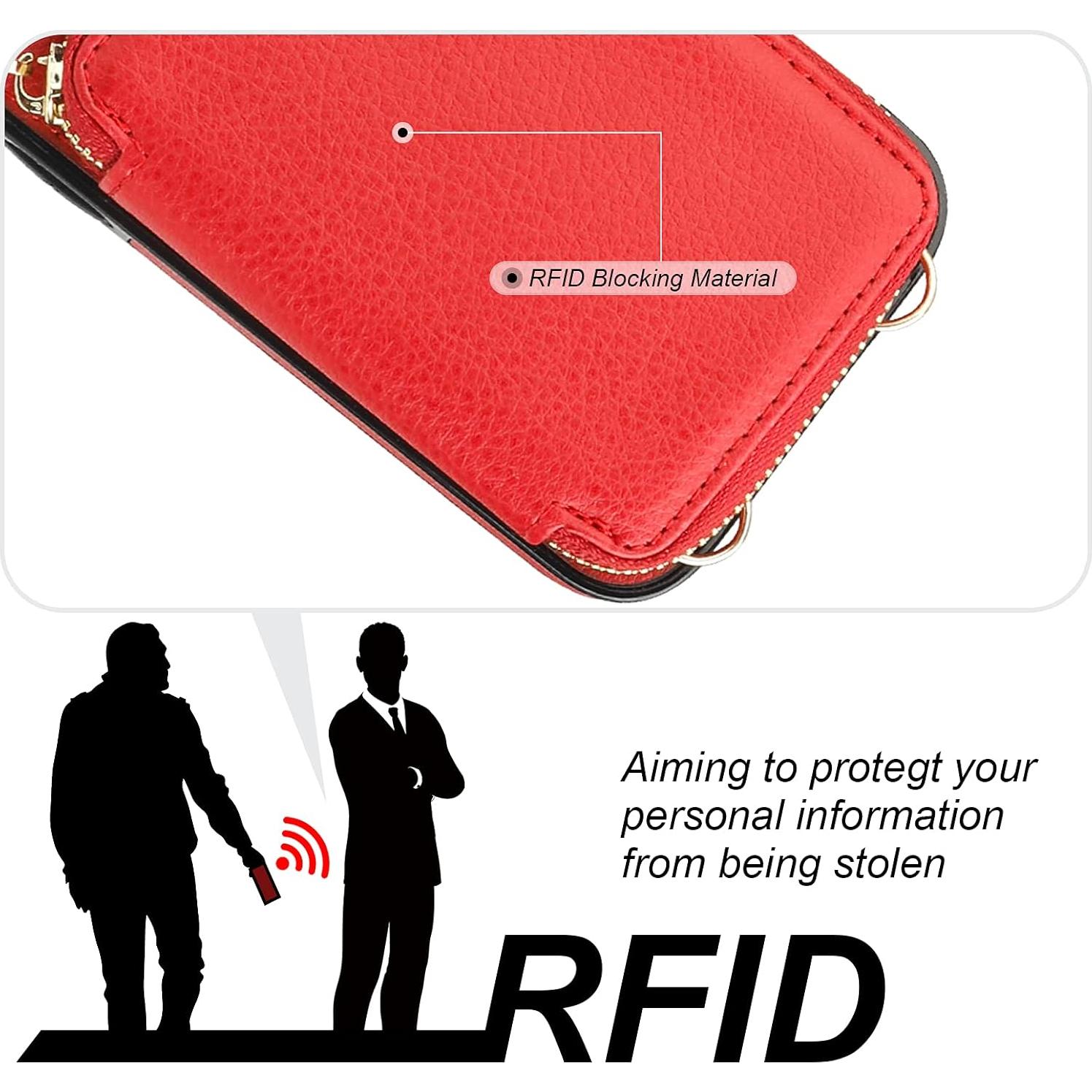 Cartera Bocasal con Bloqueo RFID para iPhone 16 Pro Max Rojo