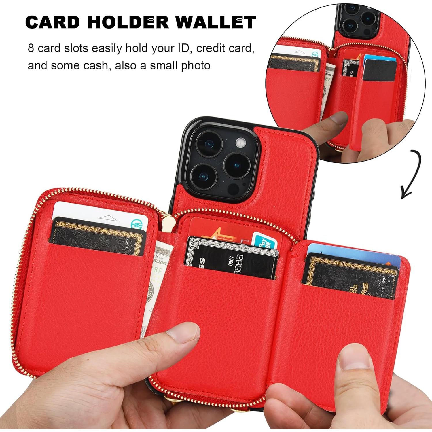 Cartera Bocasal con Bloqueo RFID para iPhone 16 Pro Max Rojo
