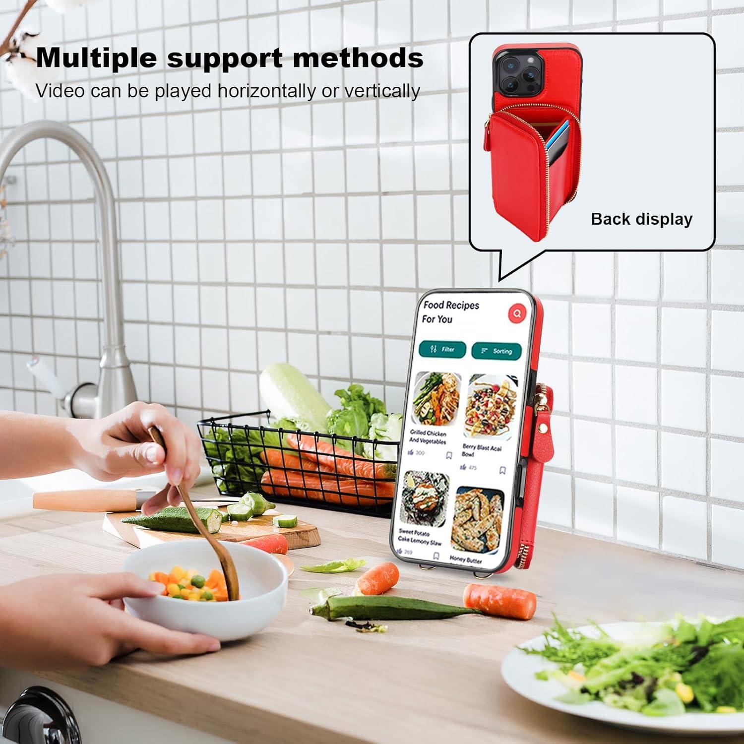 Cartera Bocasal con Bloqueo RFID para iPhone 16 Pro Max Rojo