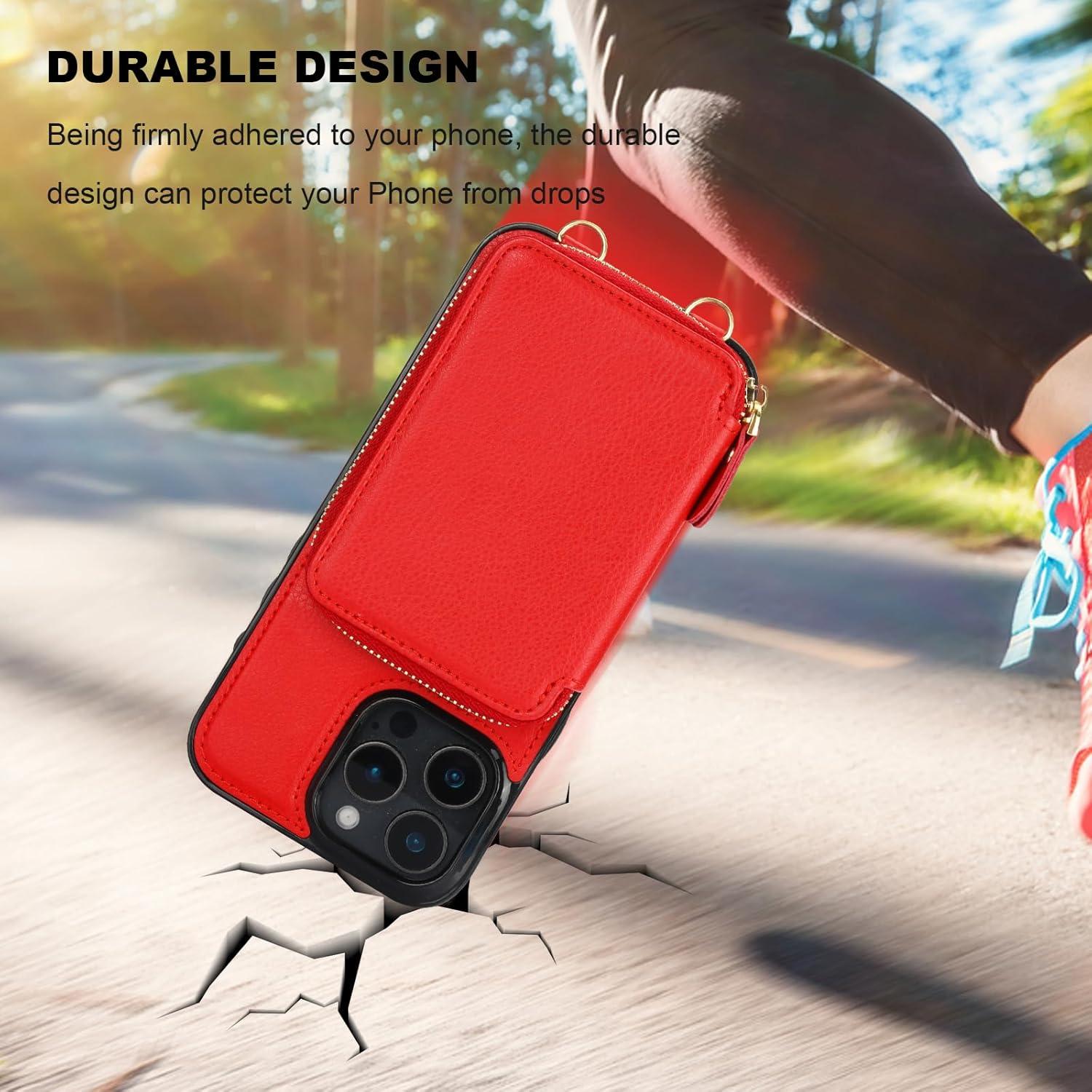 Cartera Bocasal con Bloqueo RFID para iPhone 16 Pro Max Rojo