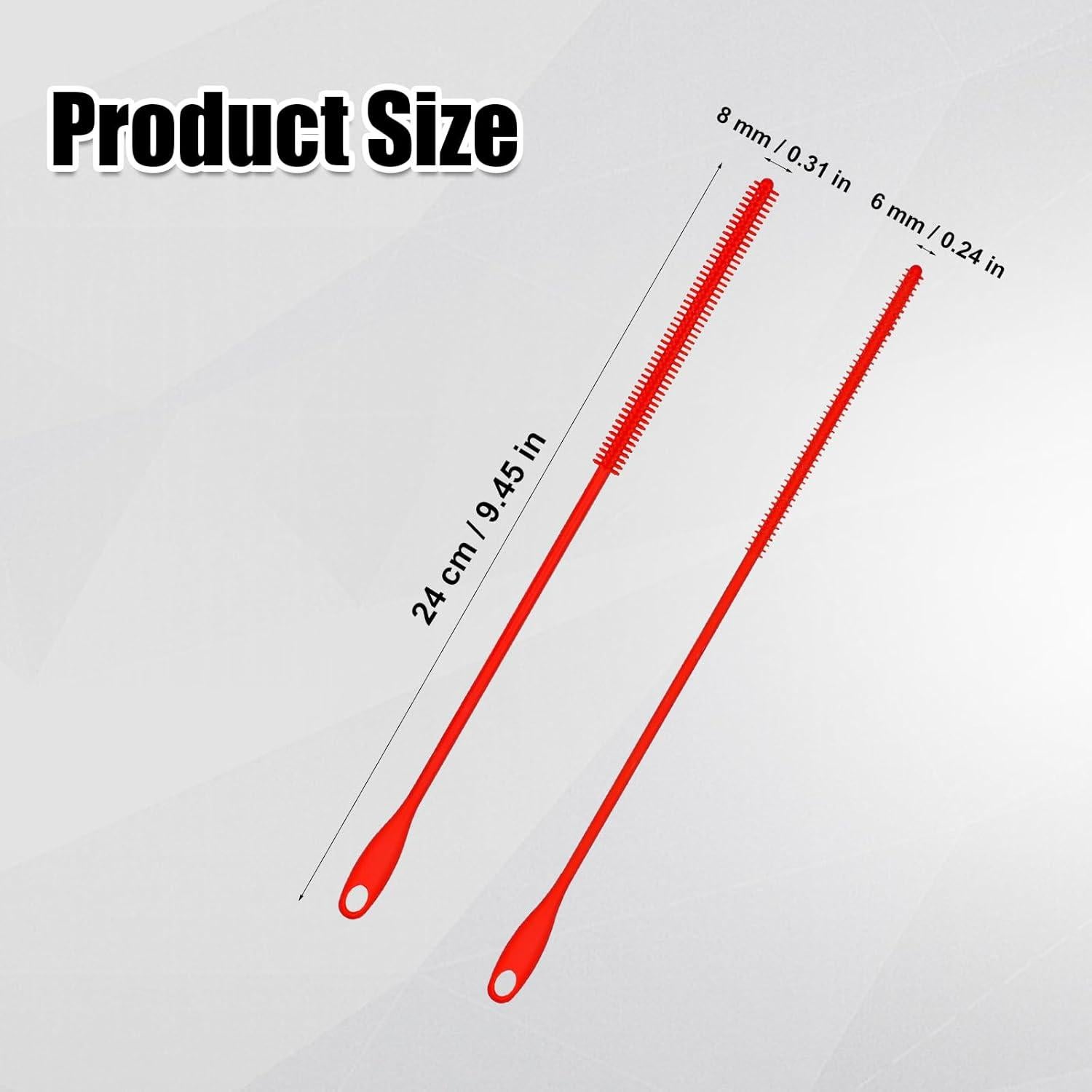 2 Cepillos de Silicona Reutilizables para Pajitas - 25cm