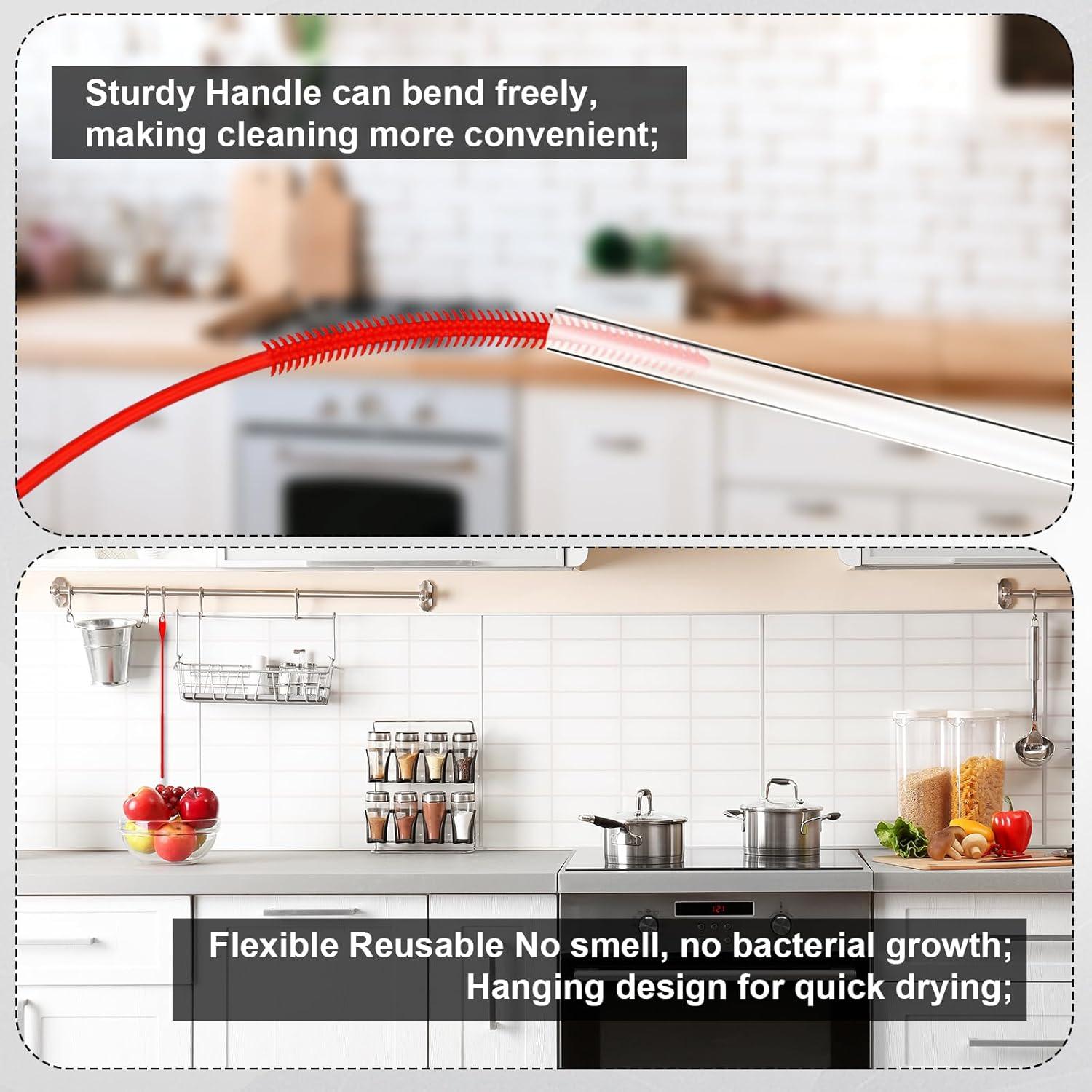 2 Cepillos de Silicona Reutilizables para Pajitas - 25cm