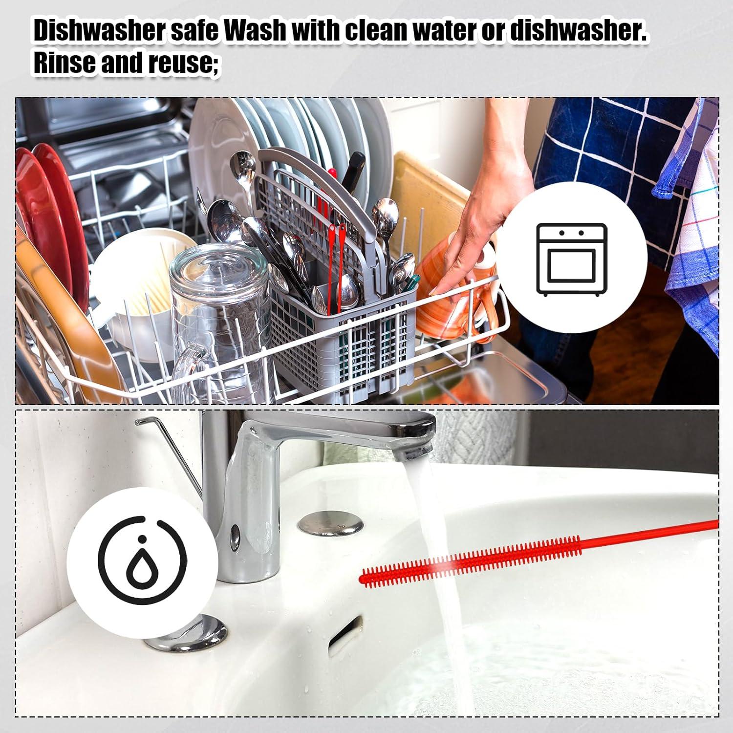 2 Cepillos de Silicona Reutilizables para Pajitas - 25cm