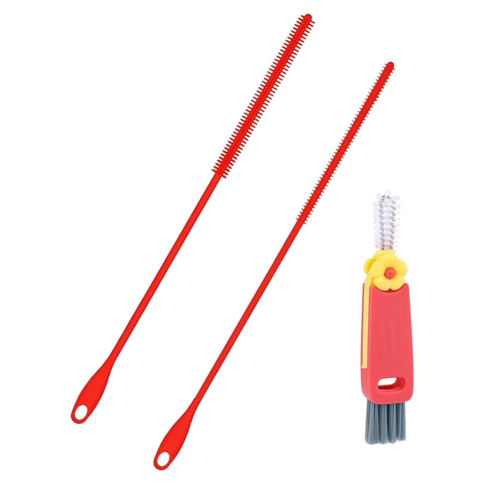 Juego de 3 cepillos de silicona Lasuroa para pajitas y tapa de taza