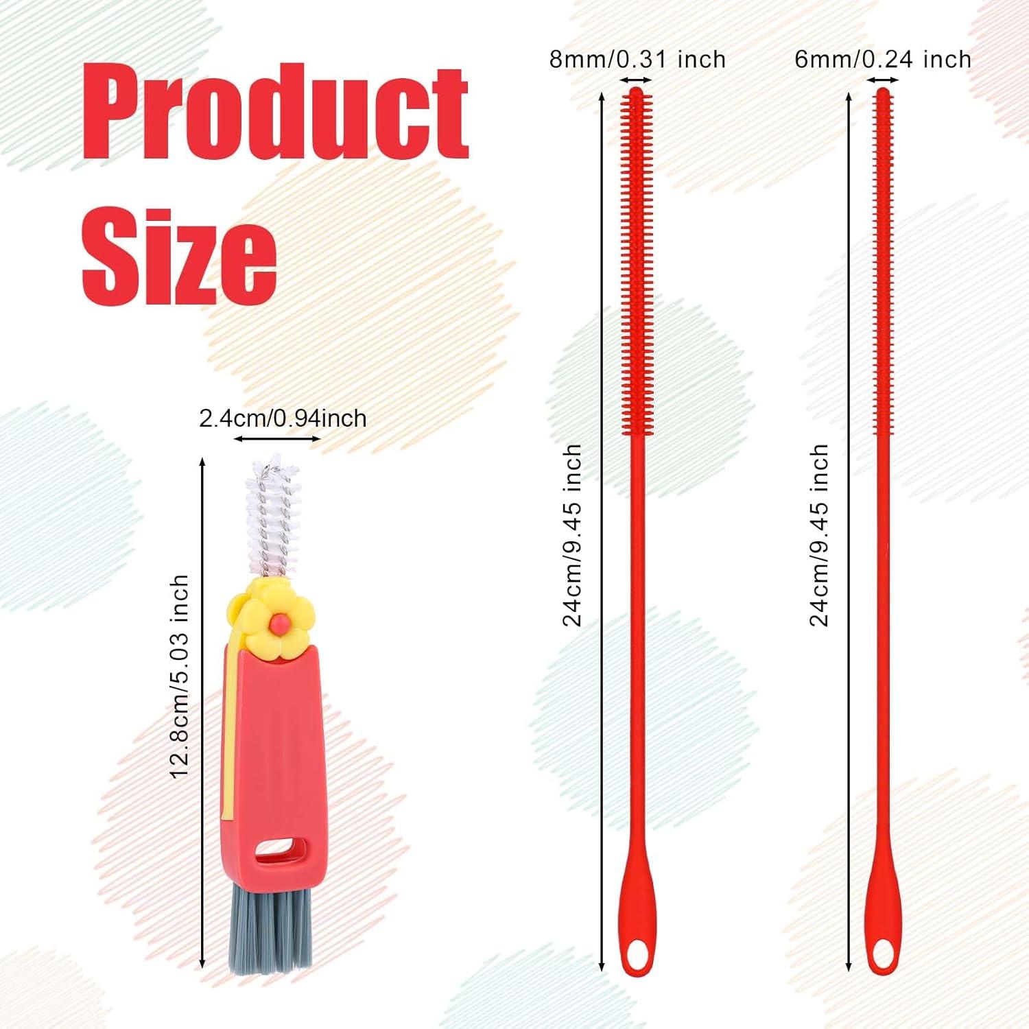 Juego de 3 cepillos de silicona Lasuroa para pajitas y tapa de taza