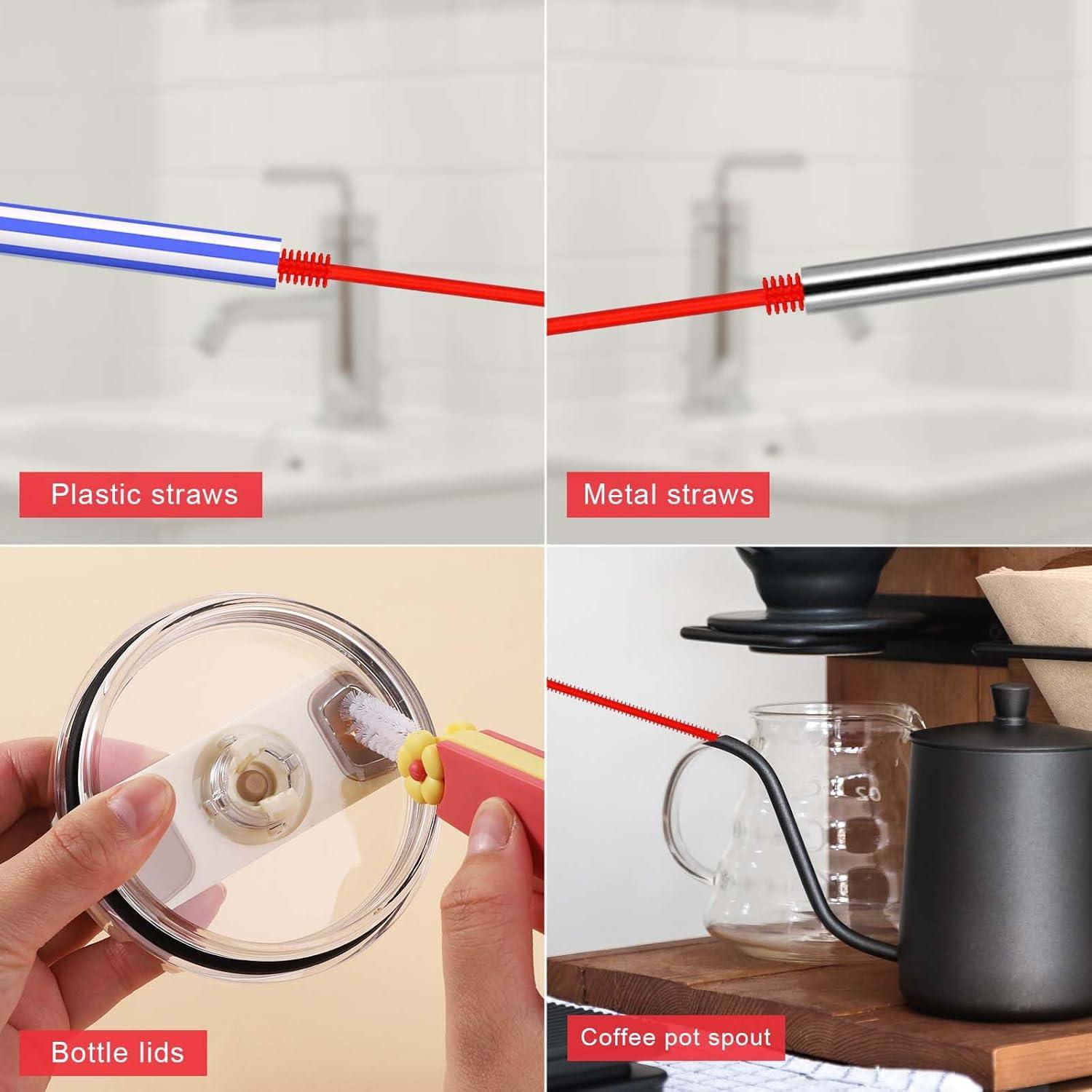 Juego de 3 cepillos de silicona Lasuroa para pajitas y tapa de taza