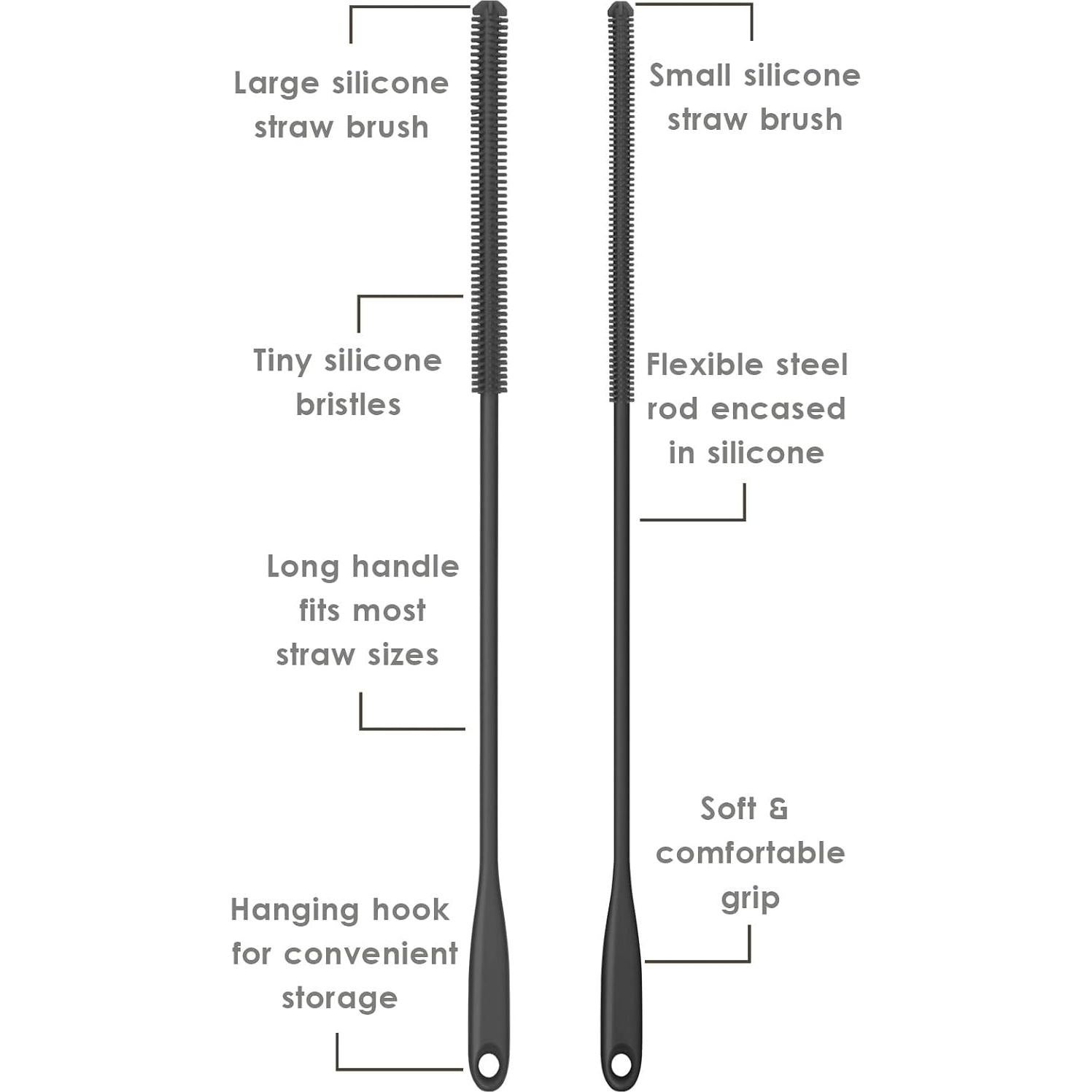Cepillo Limpiador de Pajitas Purtribe 4 Pack Silicona 25.4 cm