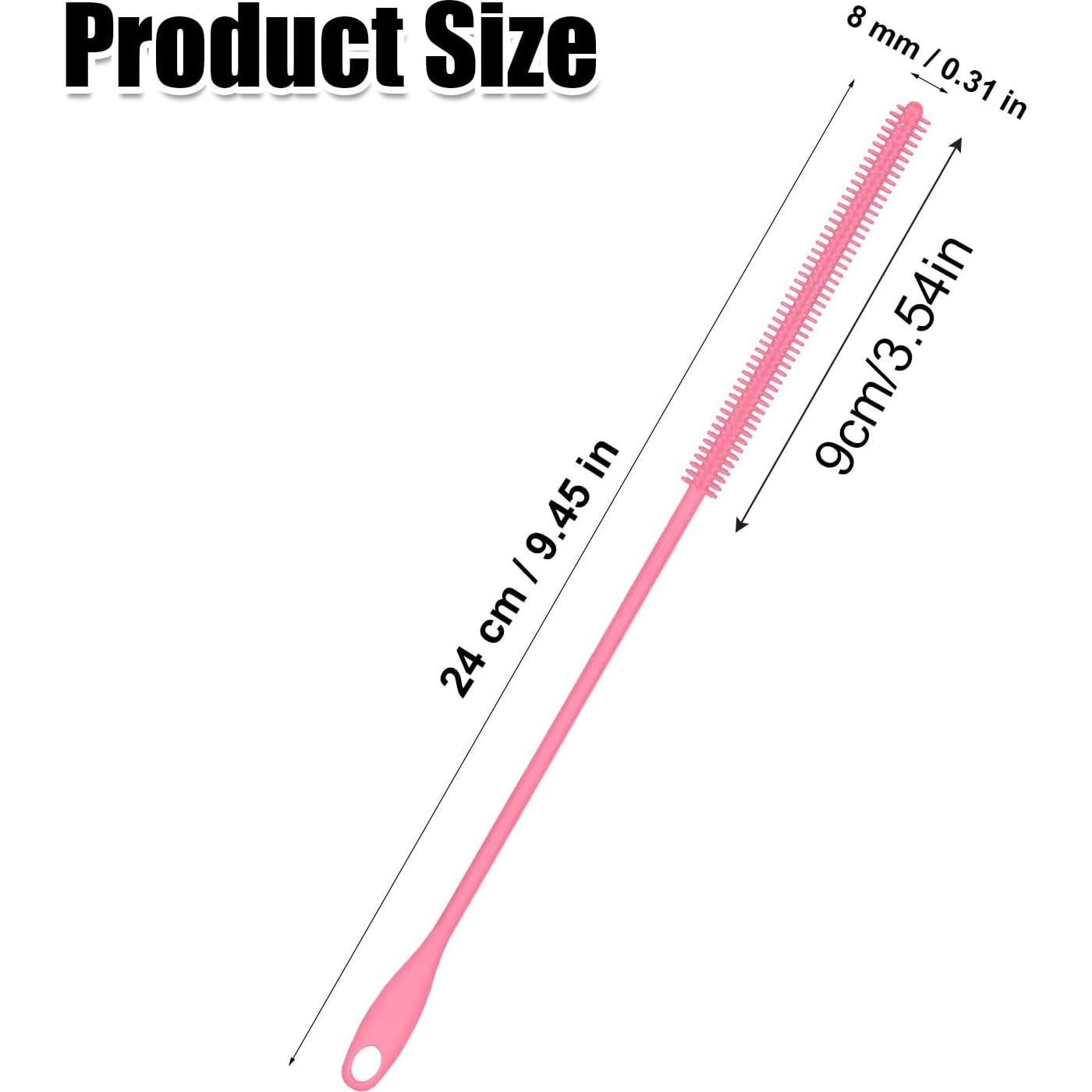 Cepillo Limpiador de Pajitas de Silicona PEUTIER 24cm Rosa