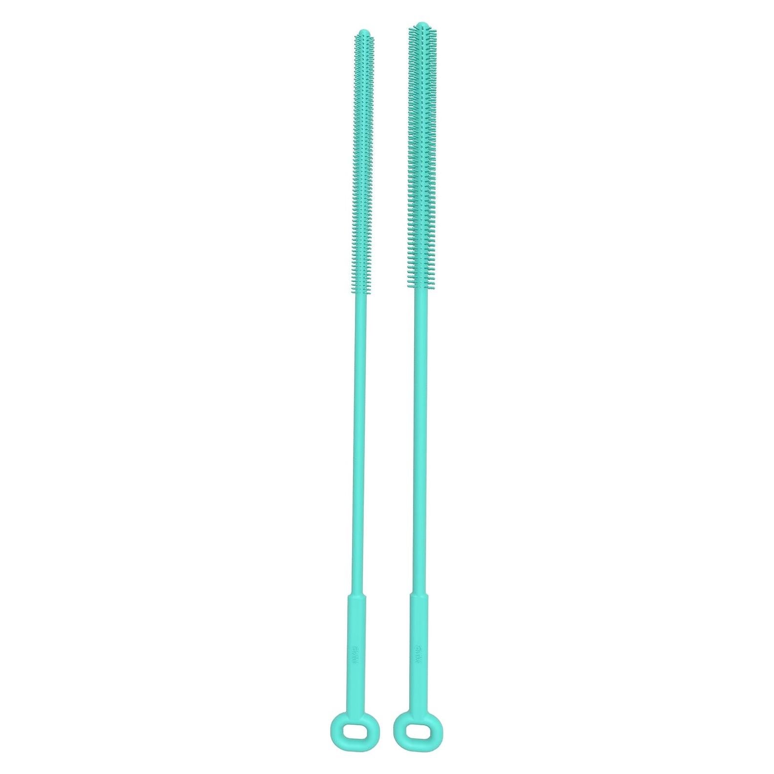 Reusable Silicone Straw Brush,Straw Cleaner,Pipe Cleaners,Extra Long Cleaner Brush for Cleaning Bottle Metal Glass Straws Drink Lid,Straw Cover,Smoothie Straw,Drinking Mint Green 6mm+8mm