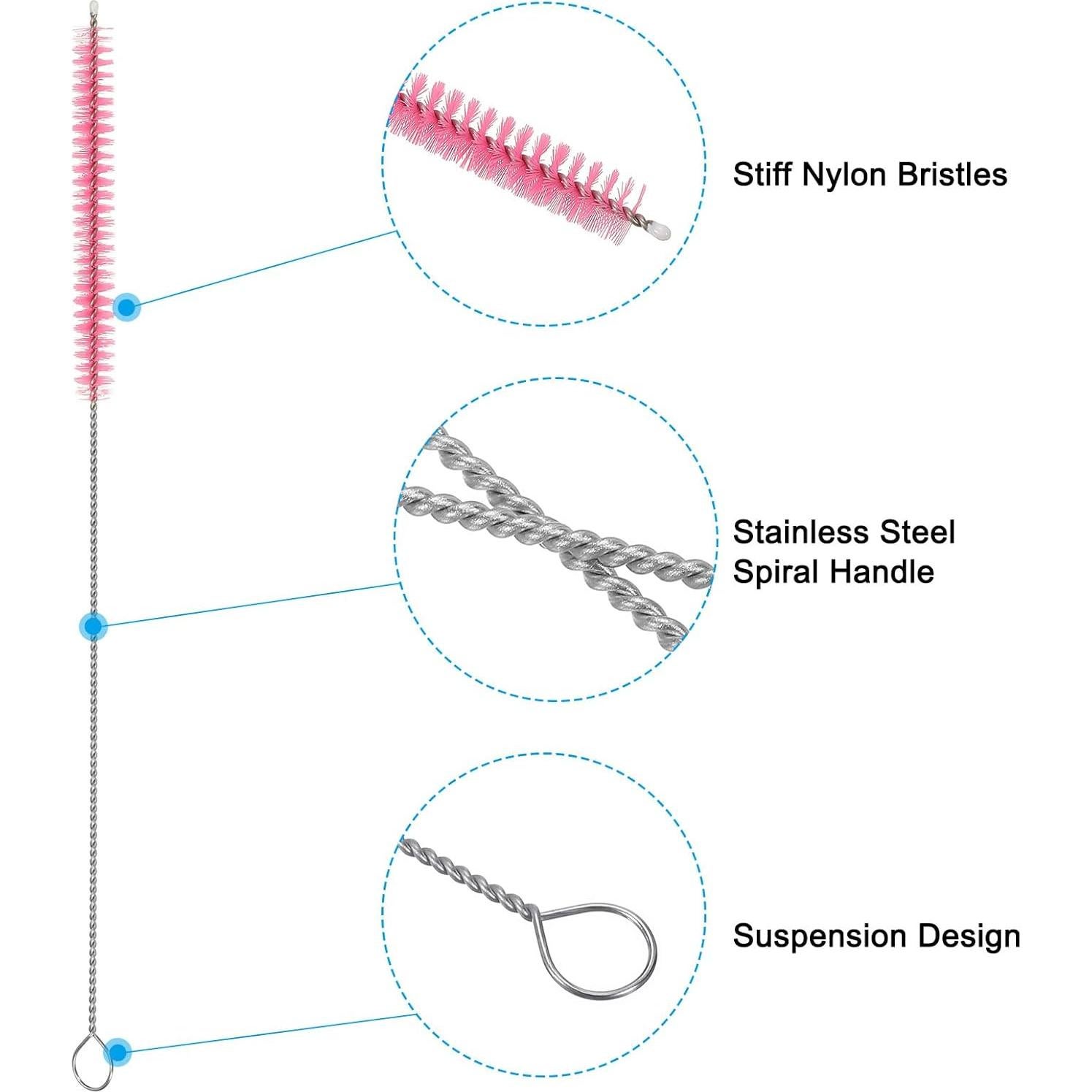 Cepillo de Limpieza de Pajitas PATIKIL 5 Pcs Rosa Nylon