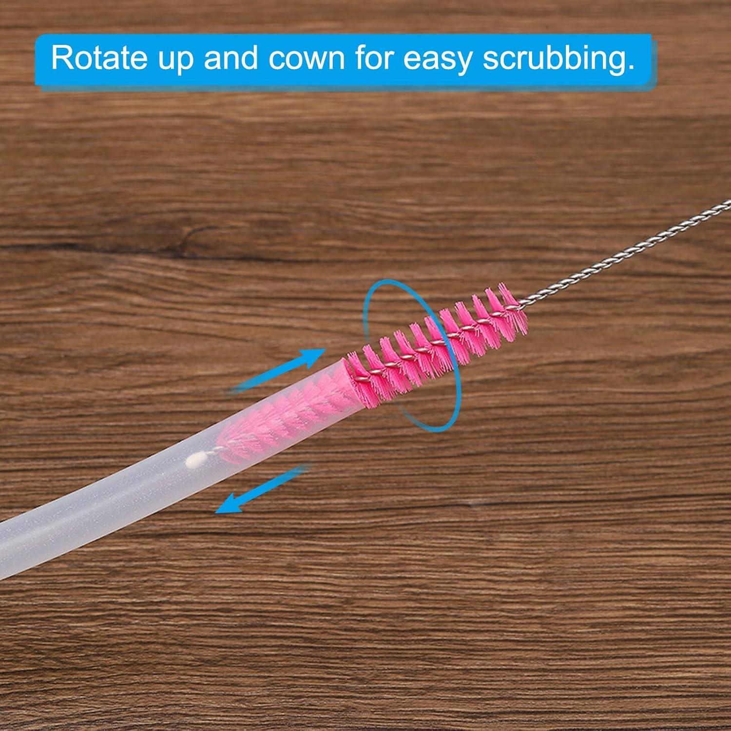 Cepillo de Limpieza de Pajitas PATIKIL 5 Pcs Rosa Nylon