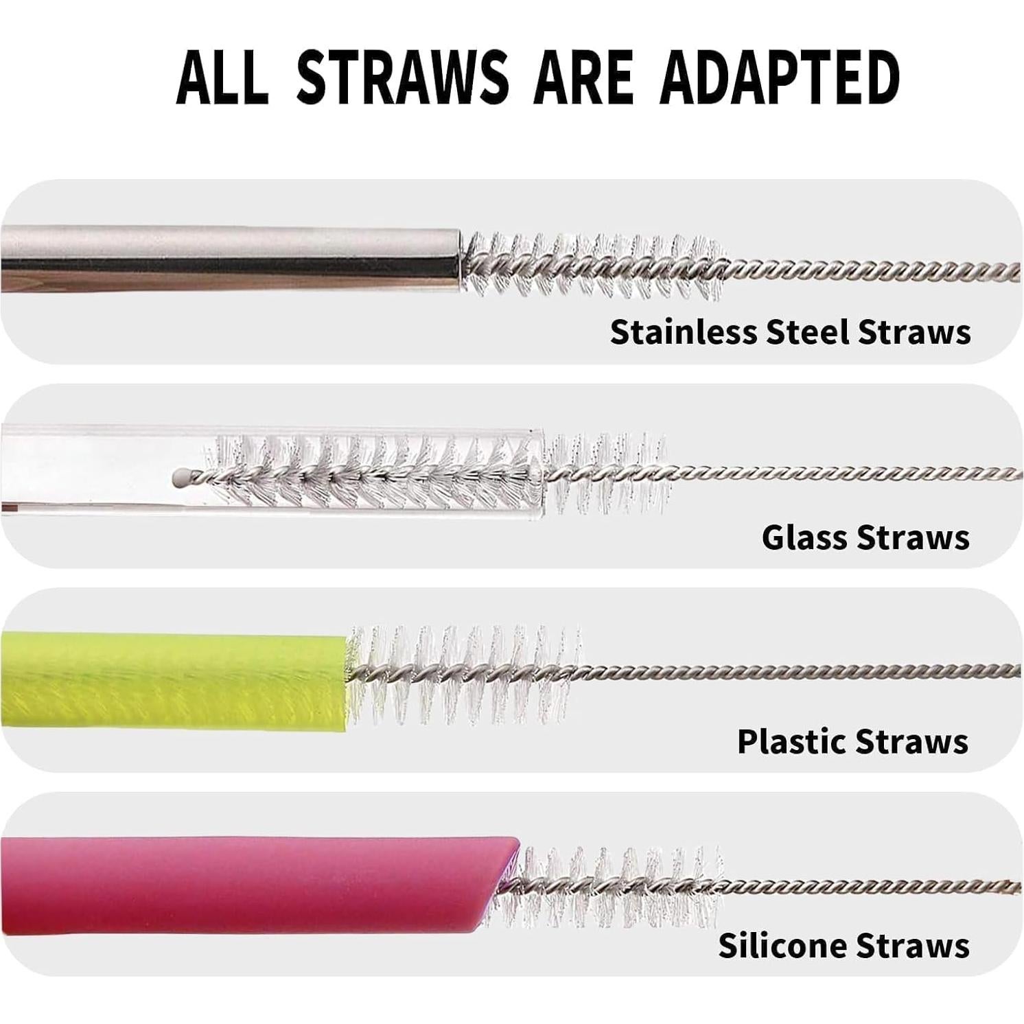 Straw Cleaner Brush Kit, 13" H x 0.4" W， Long Pipe Cleaning Brush ，for Straws on Tumbler, Water Bottle, Sippy Cup, and Pipes (2 Pack)