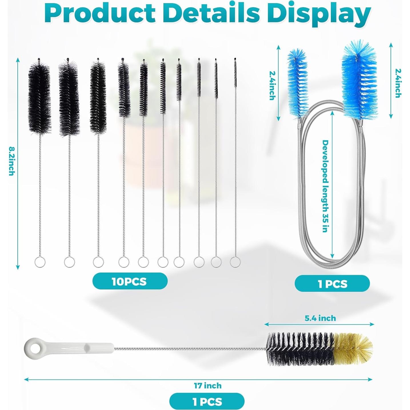 Juego de 12 cepillos limpiadores Juntianze para botellas y tubos