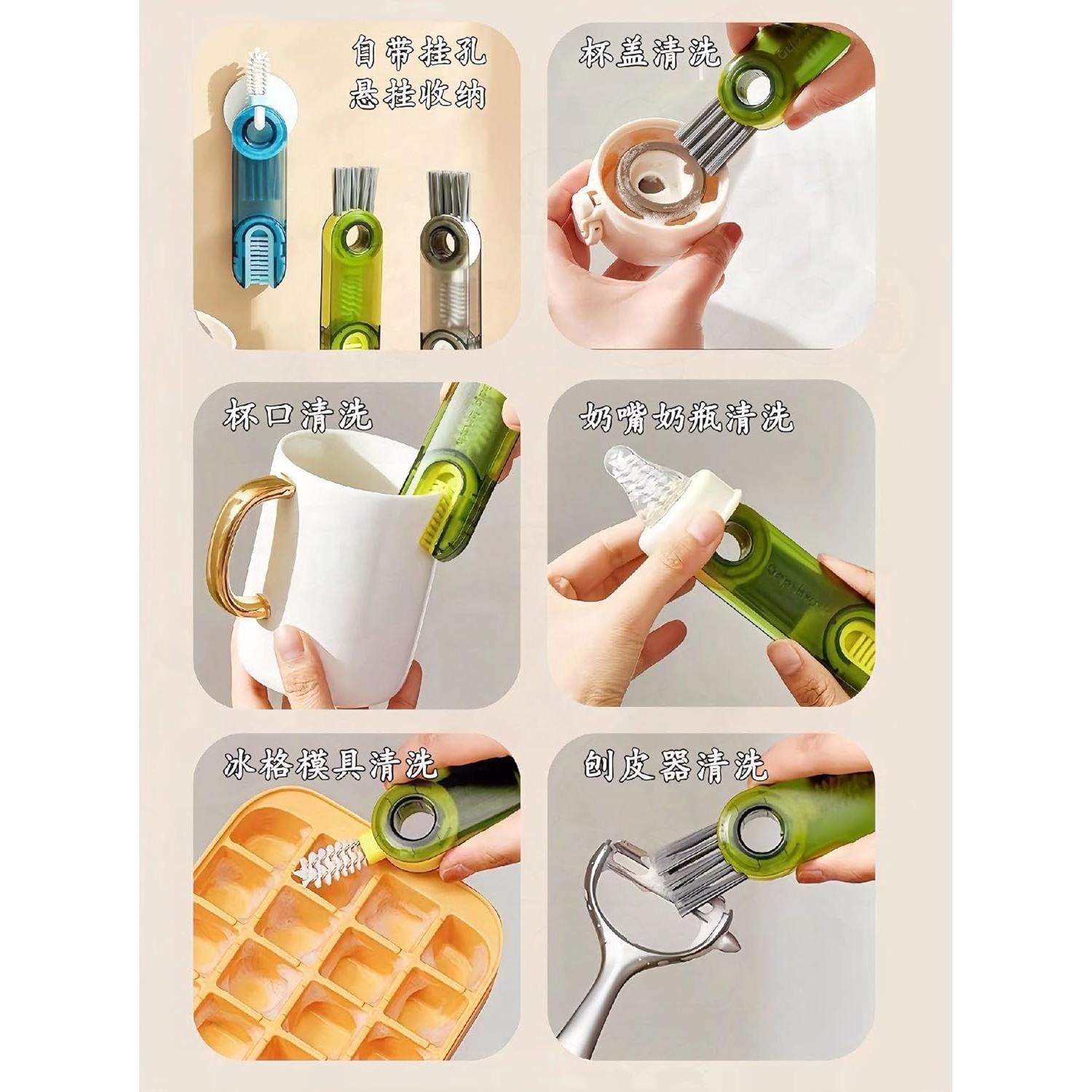 Juego de Cepillos de Limpieza 3 en 1 QINGLITION Verde-Azul