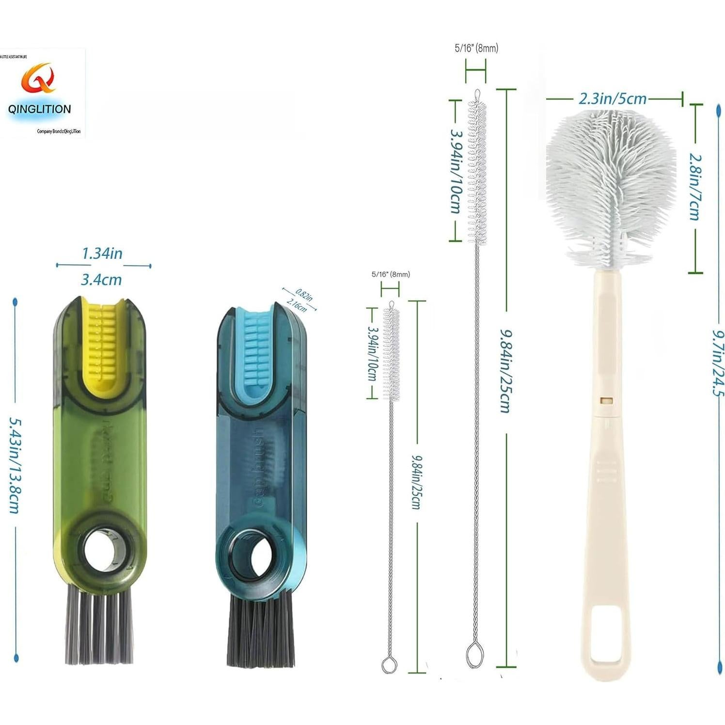Juego de Cepillos de Limpieza 3 en 1 QINGLITION Verde-Azul