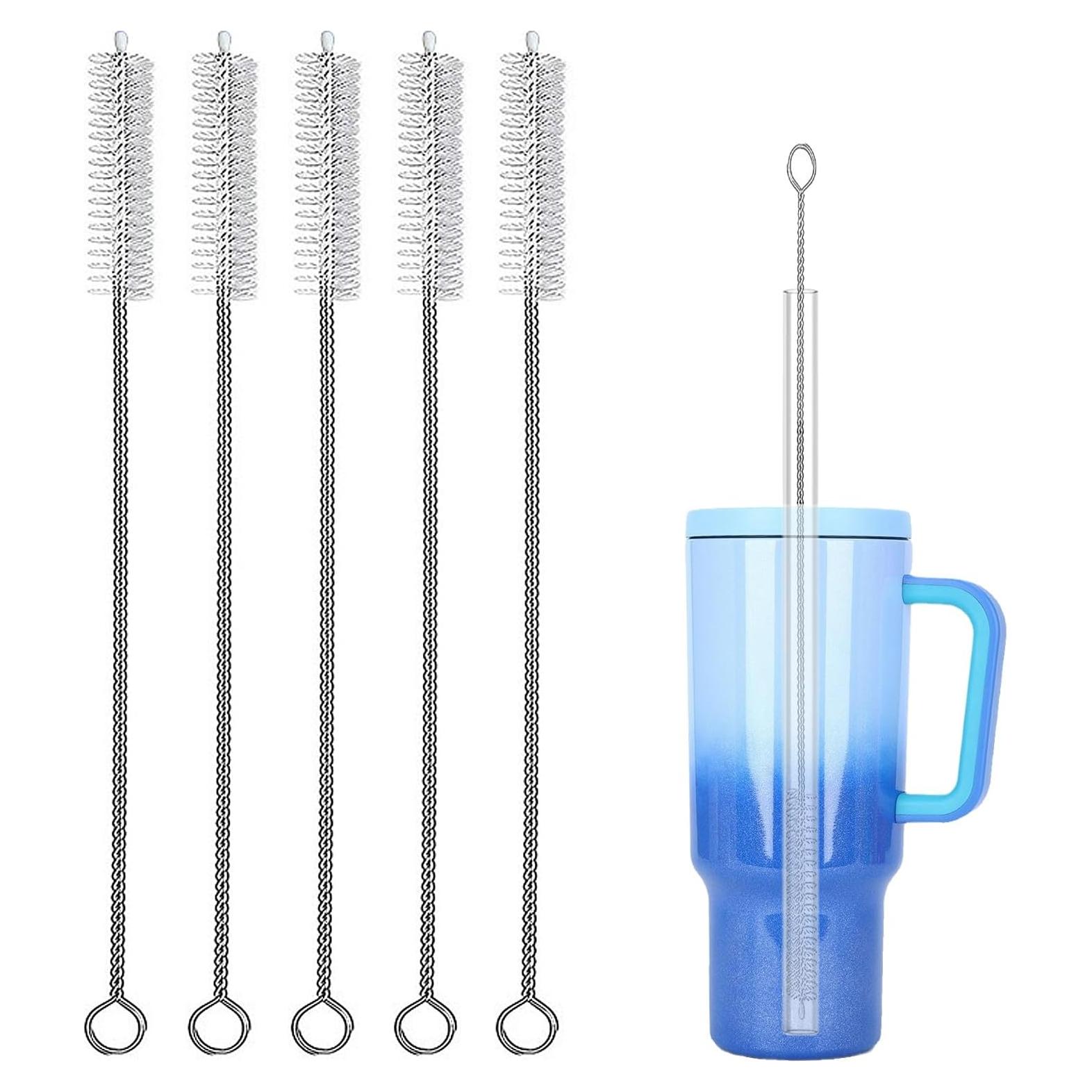 Straw Cleaner Brush Set for YETI, 5 Pieces 10 Inch Stainless Steel Handle Straw Brush Set, Straw Cleaner for 42/30/20 oz YETI Tumbler Straw, Water Bottle and Tubes (8inch)