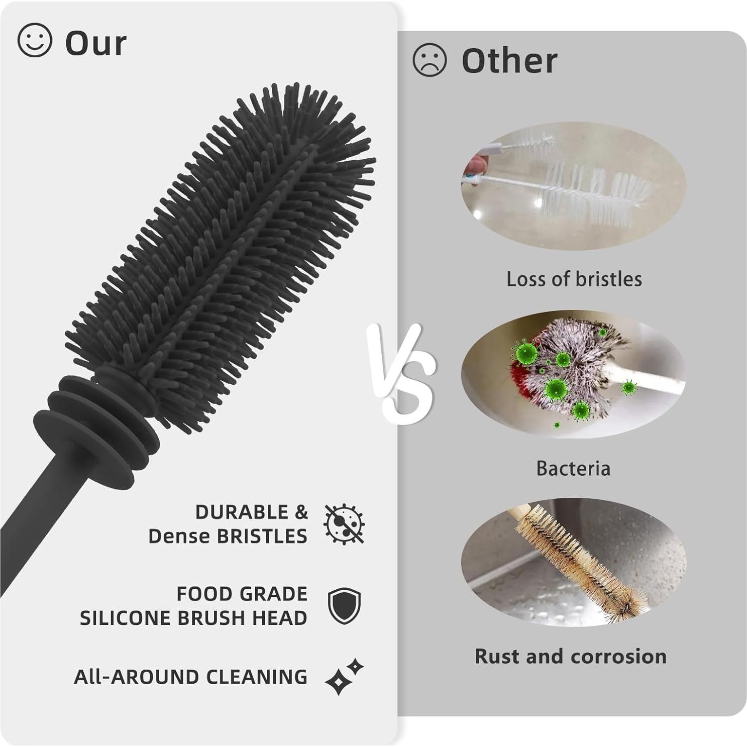 Juego de cepillos de silicona Qiuxunies 3 en 1 para botellas