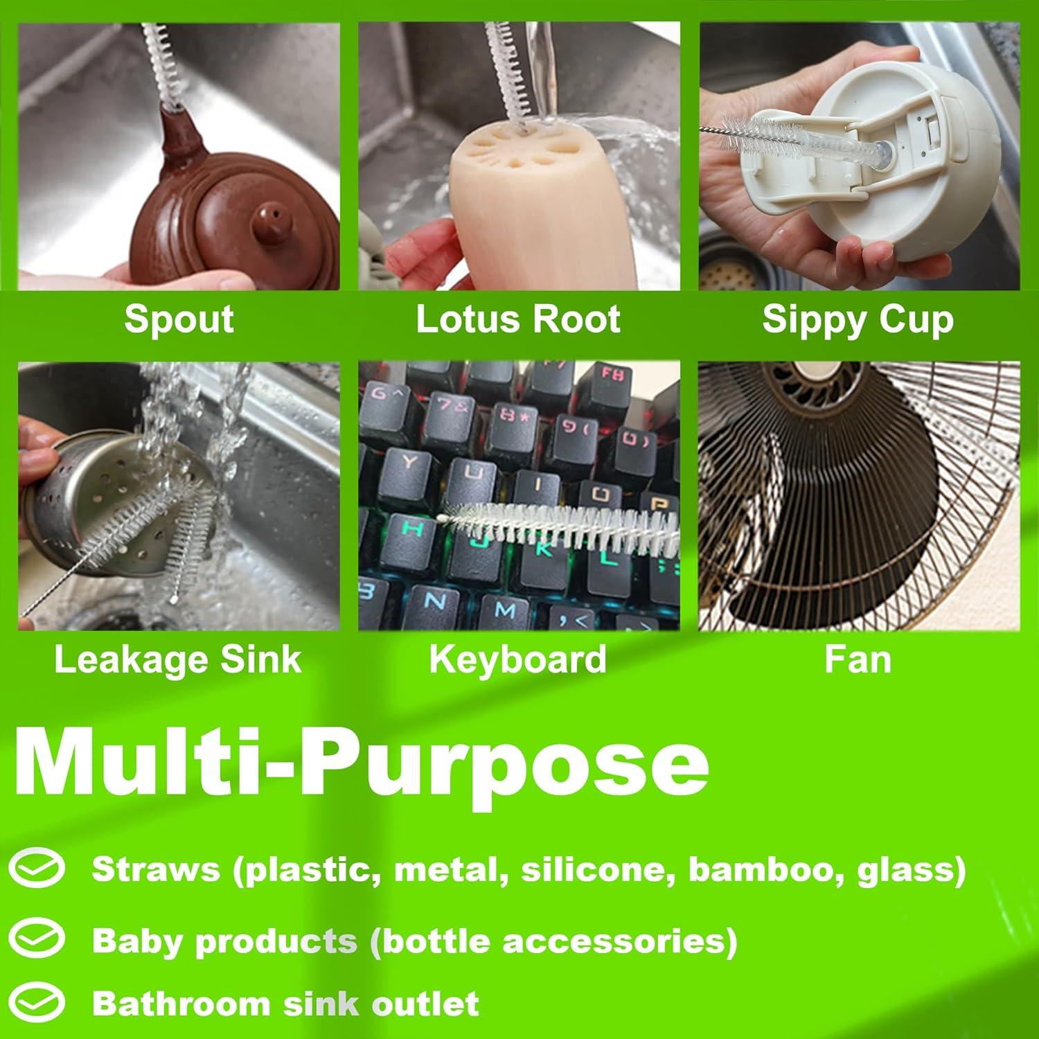 Cepillo Limpiador de Pajitas AFUUFA 36 cm 6 Unidades Nylon Acero