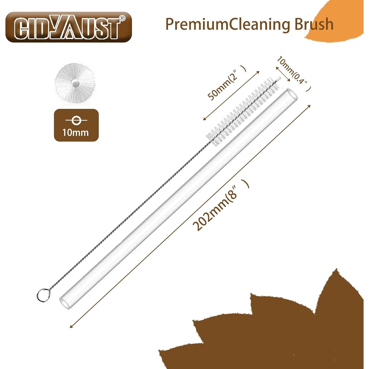 Cepillo Limpiador de Pajitas CIDYAUST - Acero Inoxidable 304 - 10 Piezas