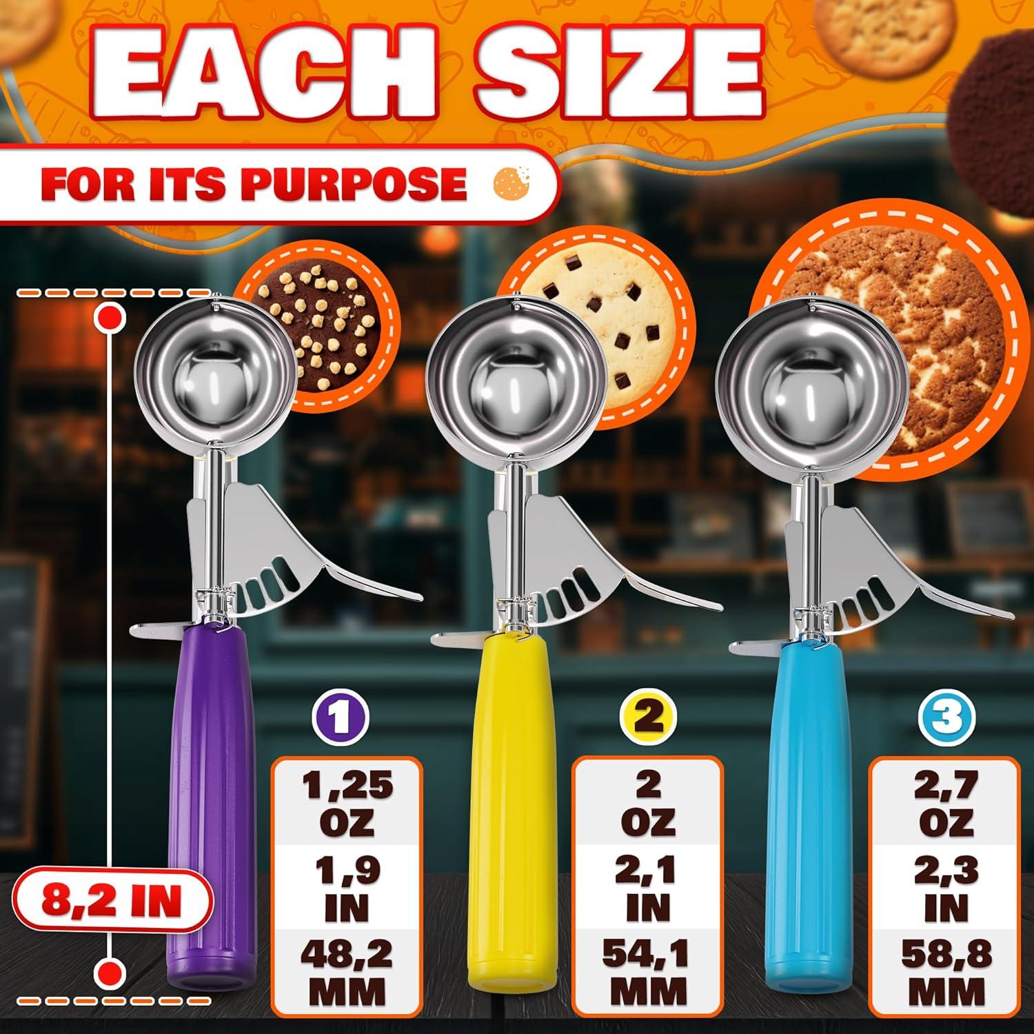 Juego de cucharas para galletas Reluen - 3 tamaños acero inoxidable