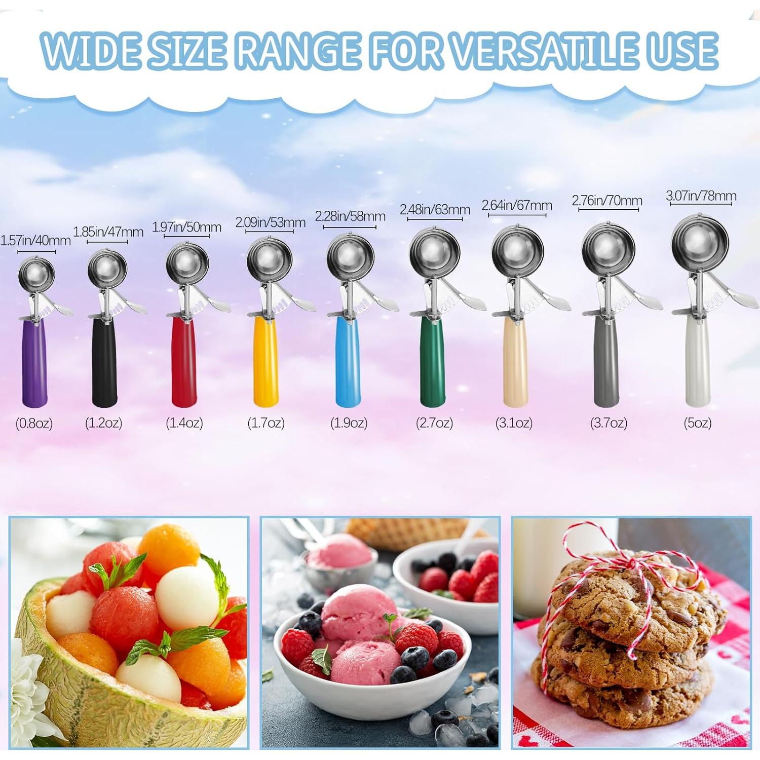 Hsei 9 Pcs Cucharas de Acero Inoxidable para Helado y Galletas
