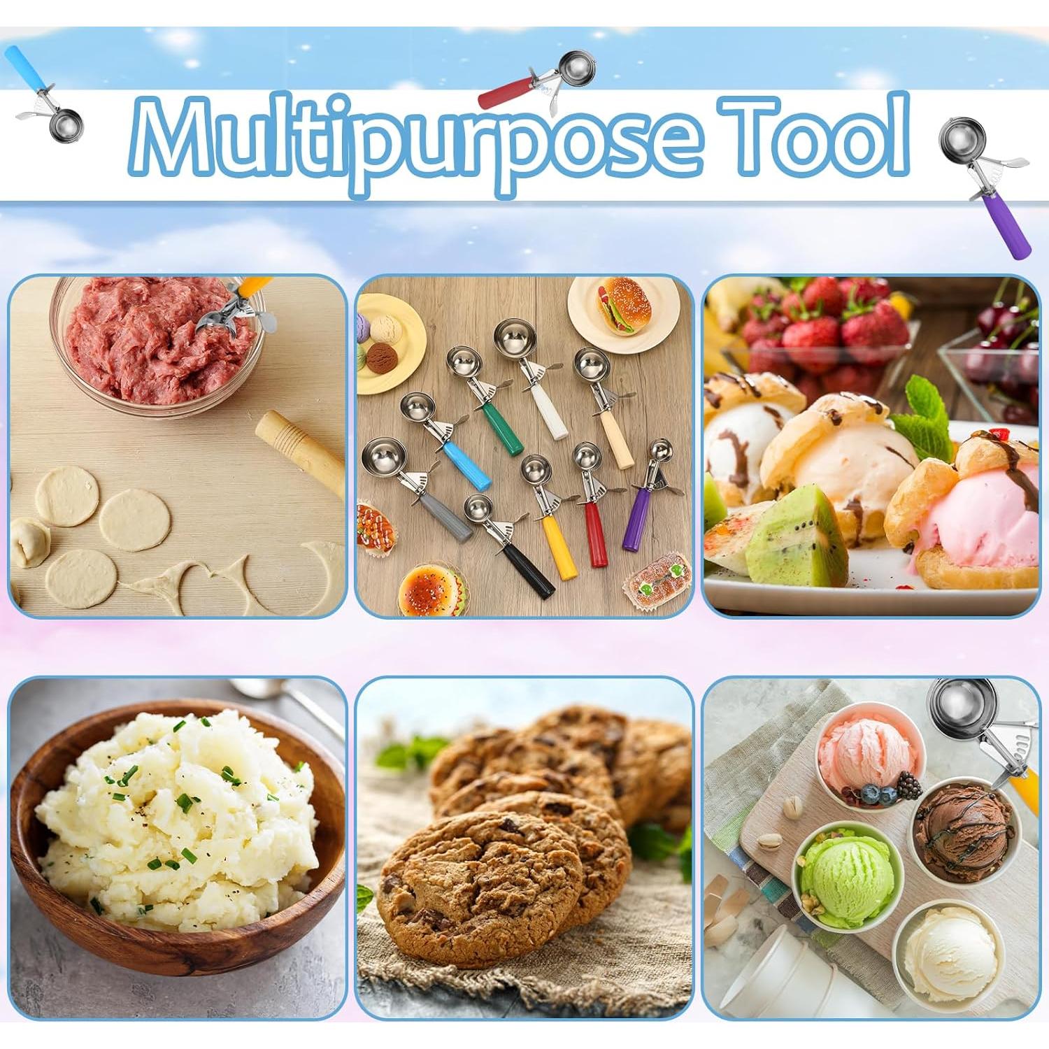 Hsei 9 Pcs Cucharas de Acero Inoxidable para Helado y Galletas