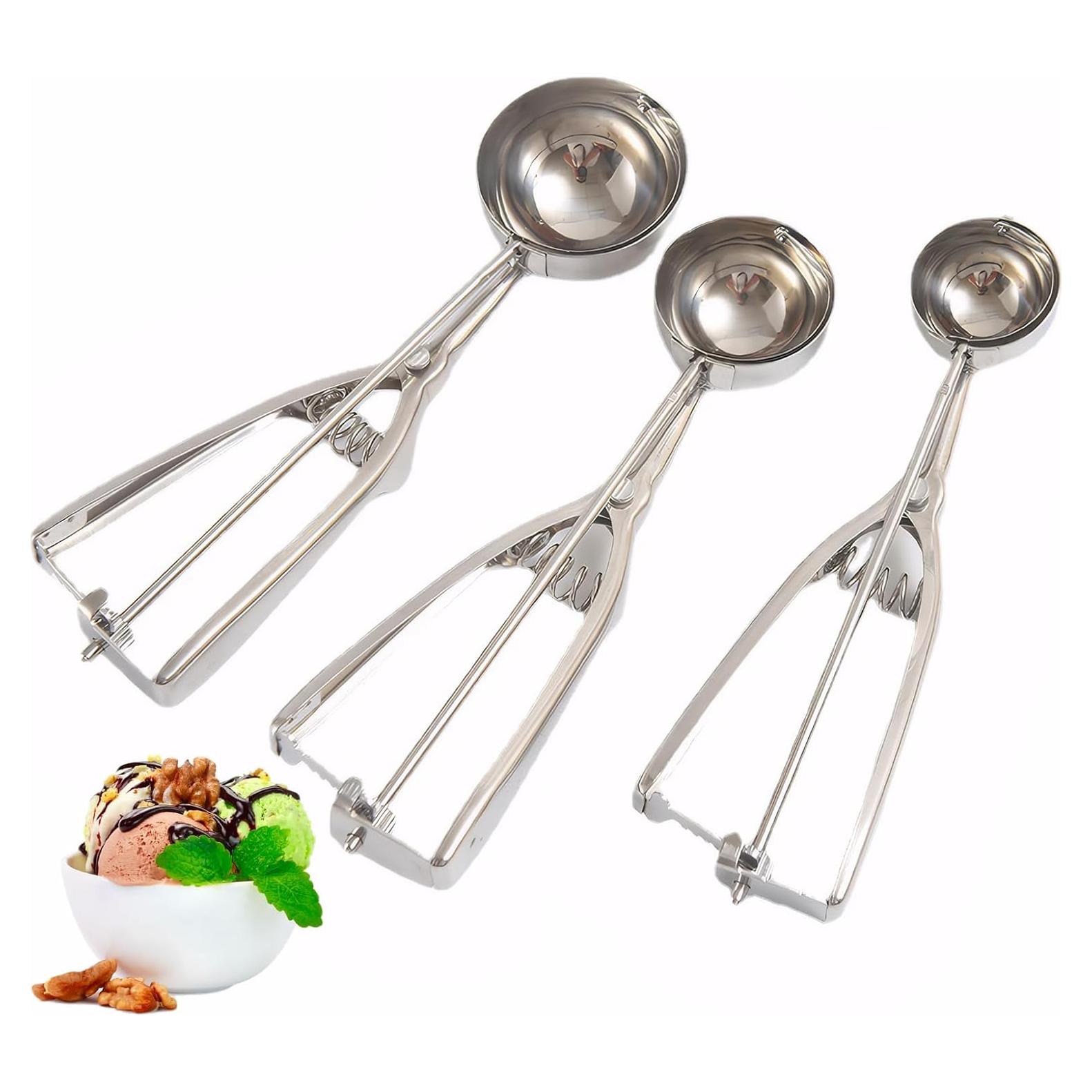 Kit de Cucharas para Helado Acero Inoxidable 3 Tamaños