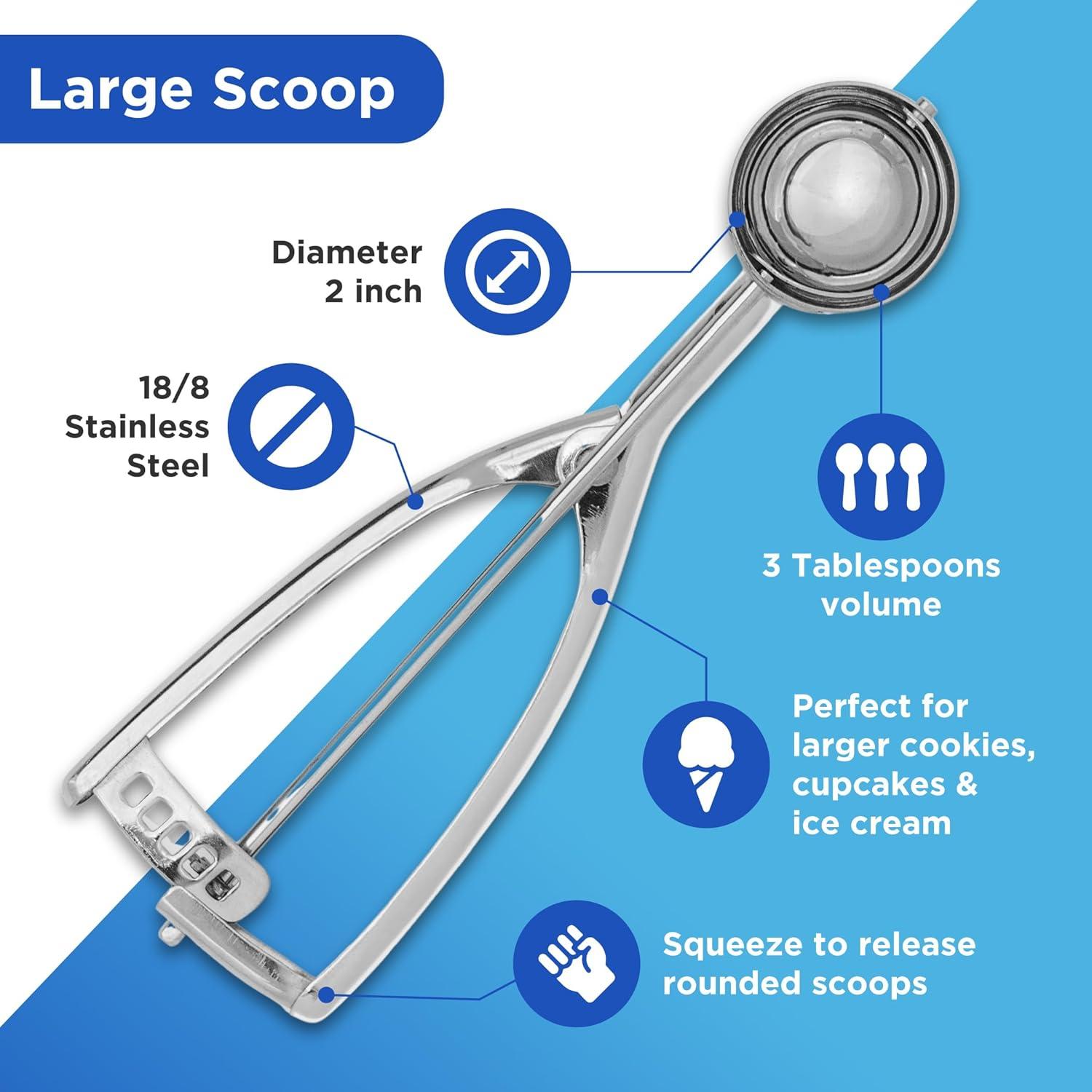 Cucharón Grande Jenaluca Acero Inoxidable 42.5 ml para Helado y Galletas