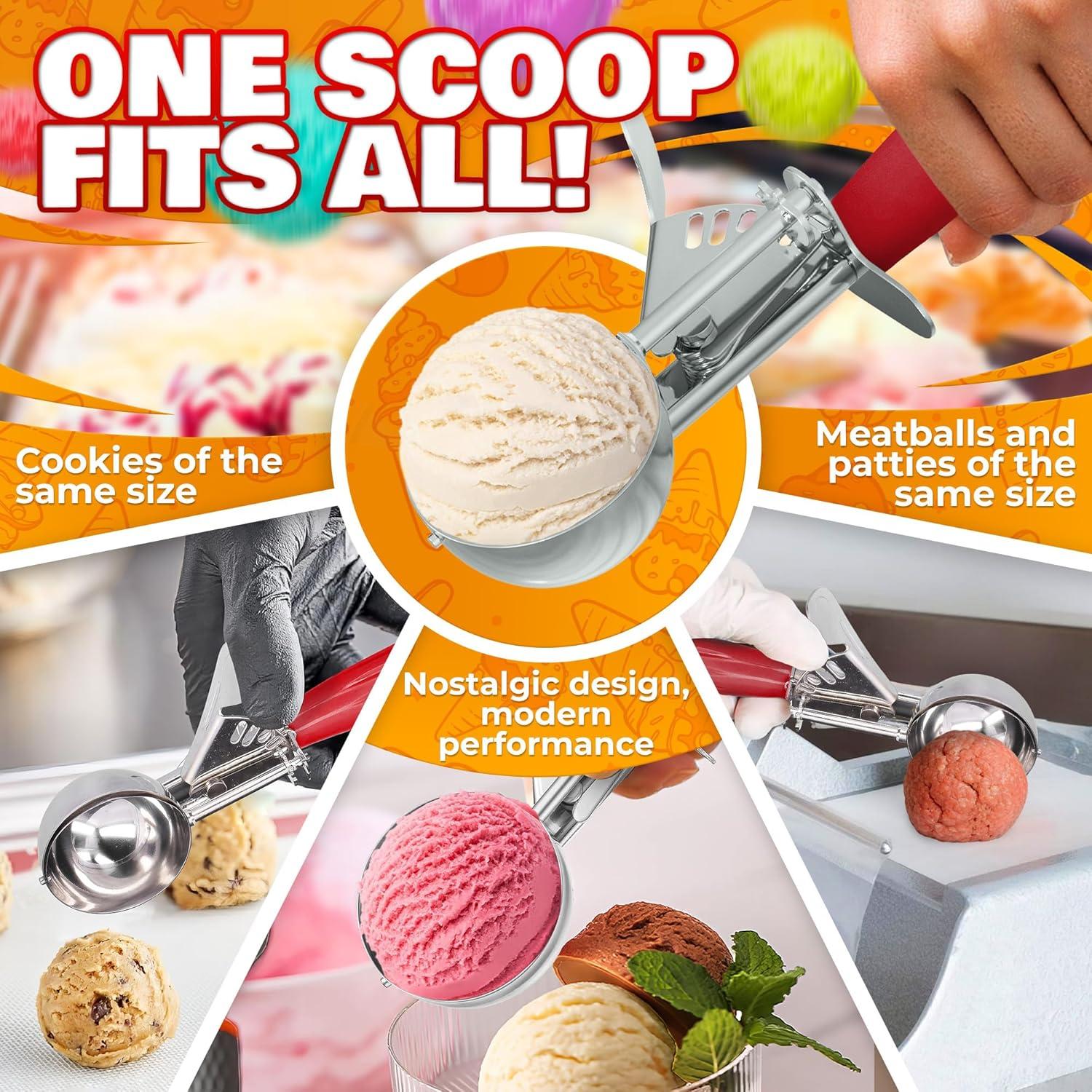 Cucharón de Helado Reluen 1.33oz Acero Inoxidable Antideslizante