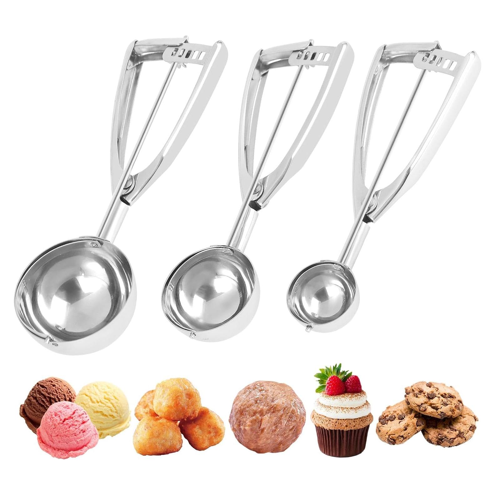 Juego de Cucharas para Helado 3 PCS Acero Inoxidable 113g 57g 23g