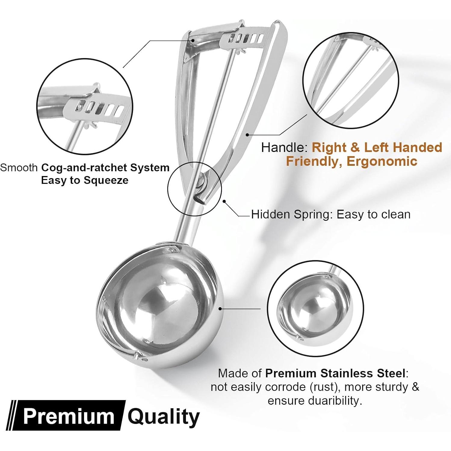 Juego de Cucharas para Helado 3 PCS Acero Inoxidable 113g 57g 23g