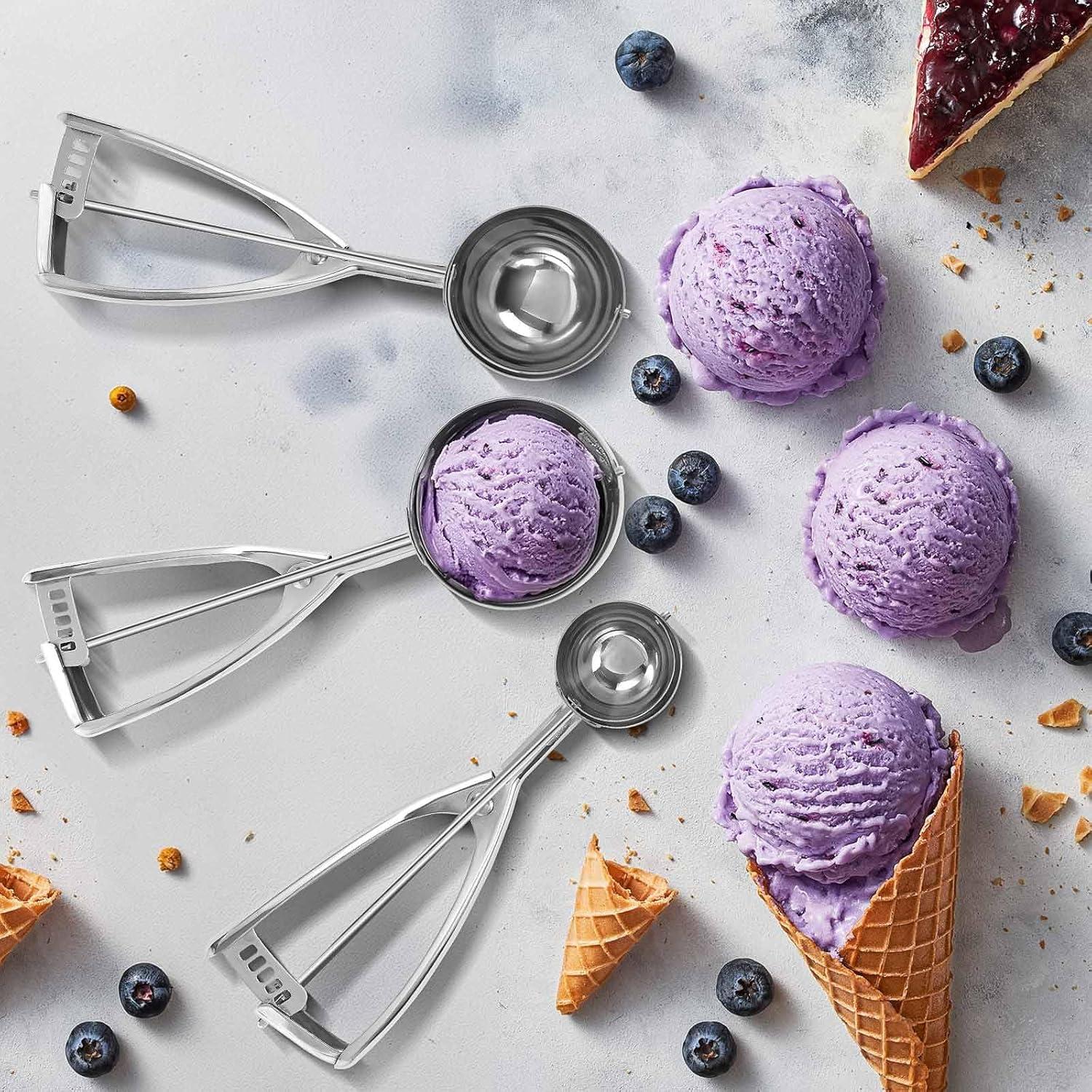 Juego de Cucharas para Helado 3 PCS Acero Inoxidable 113g 57g 23g