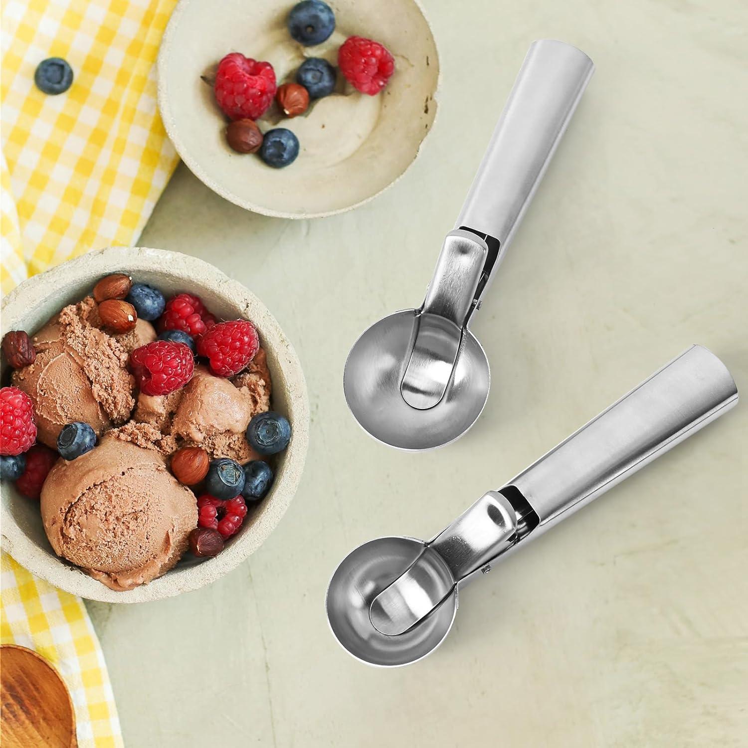 Cucharón de Helado ZKIRON Grande - Acero Inoxidable, Ergonómico