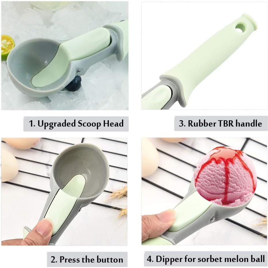 Cuchara para Helado con Gatillo L7HWDP - Plástico Duradero 19 cm