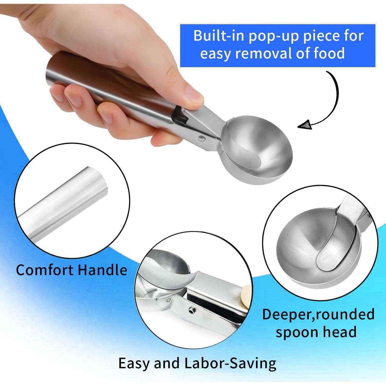 Cuchara de helado Qiifaiikooii de acero inoxidable 18.5cm