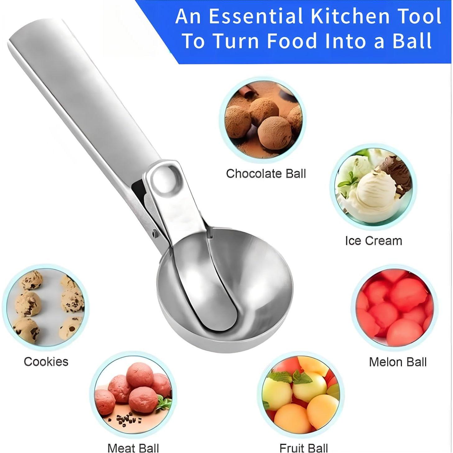 Cuchara de helado Qiifaiikooii de acero inoxidable 18.5cm