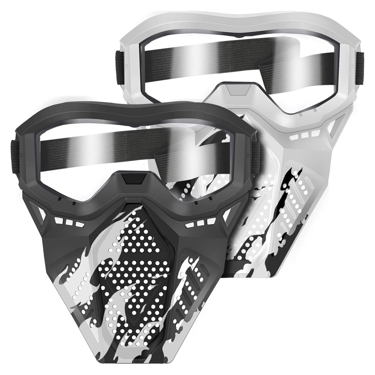 Máscara táctica POKONBOY 2 paquetes para Nerf - Negro y Blanco