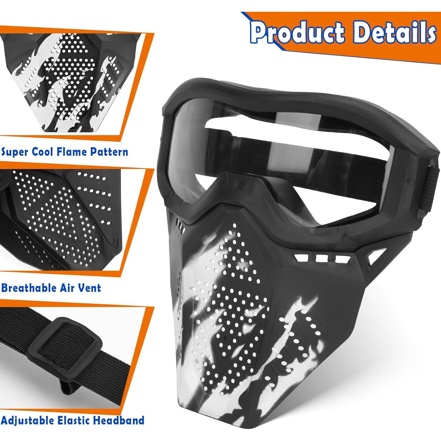 Máscara táctica POKONBOY 2 paquetes para Nerf - Negro y Blanco